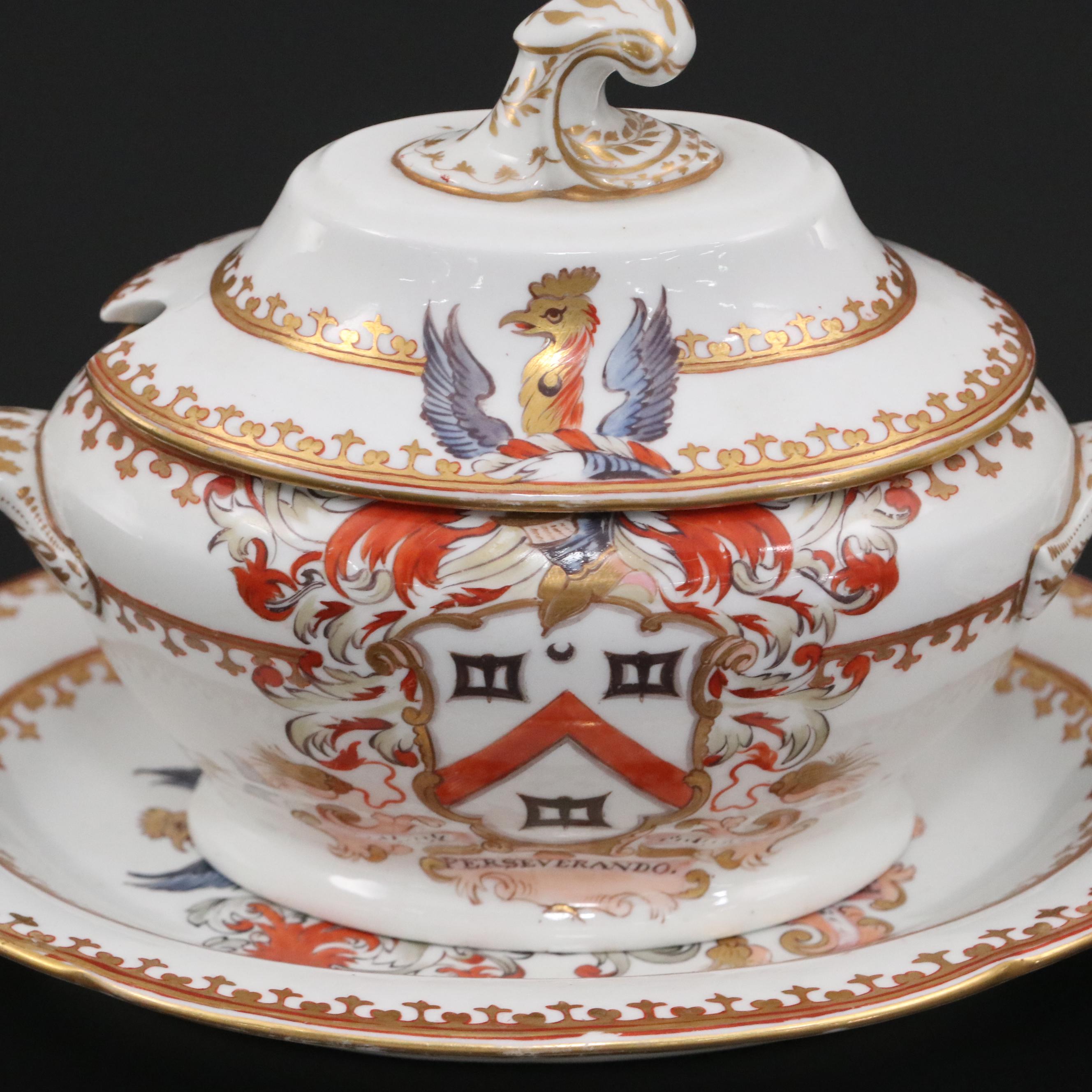 Worcester Heraldic Porcelain Sauce Boats, Circa 1800