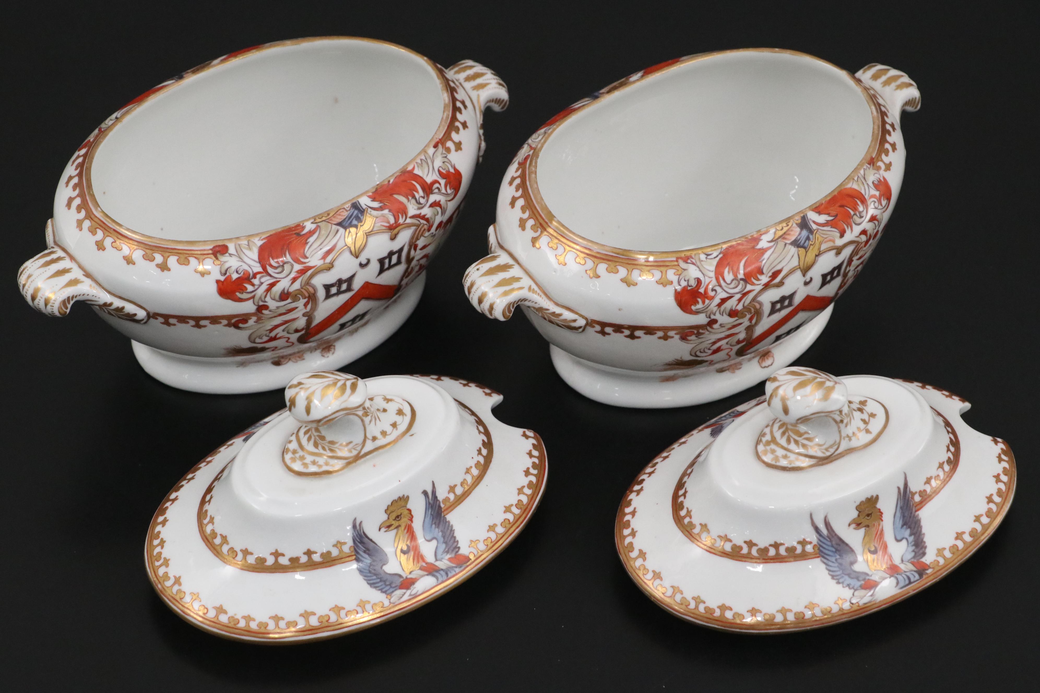 Worcester Heraldic Porcelain Sauce Boats, Circa 1800