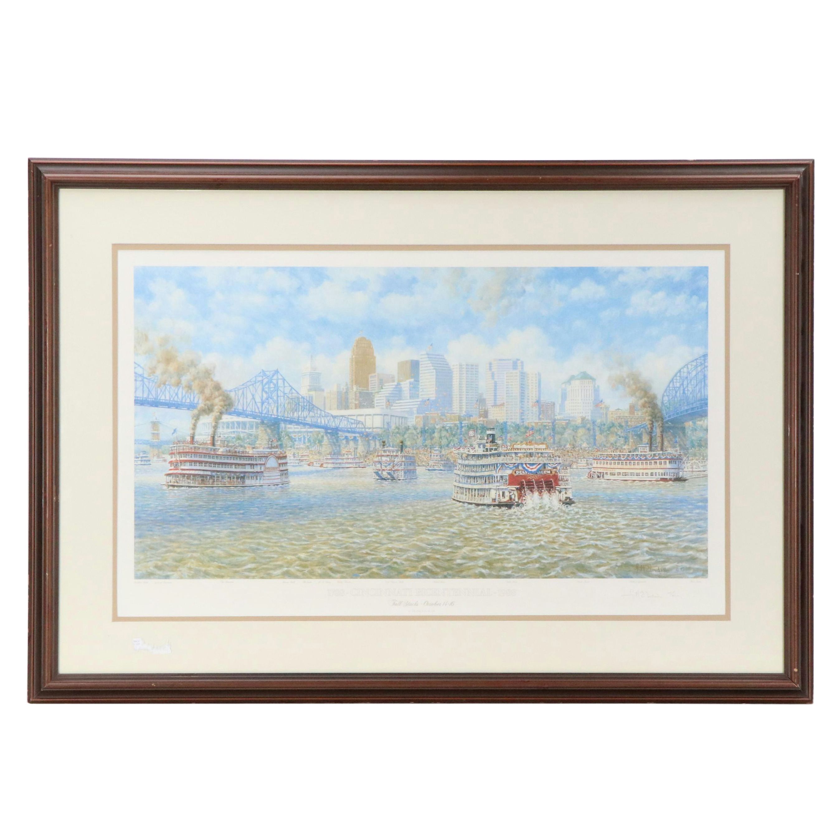 Frank McElwain Offset Lithograph, "1788 - Cincinnati Bicentennial - 1988", 1988