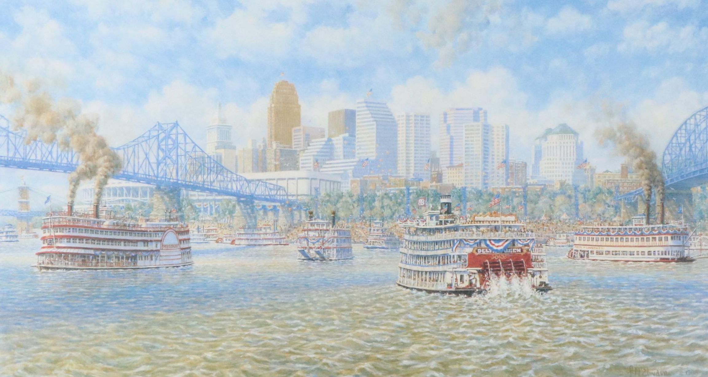 Frank McElwain Offset Lithograph, "1788 - Cincinnati Bicentennial - 1988", 1988