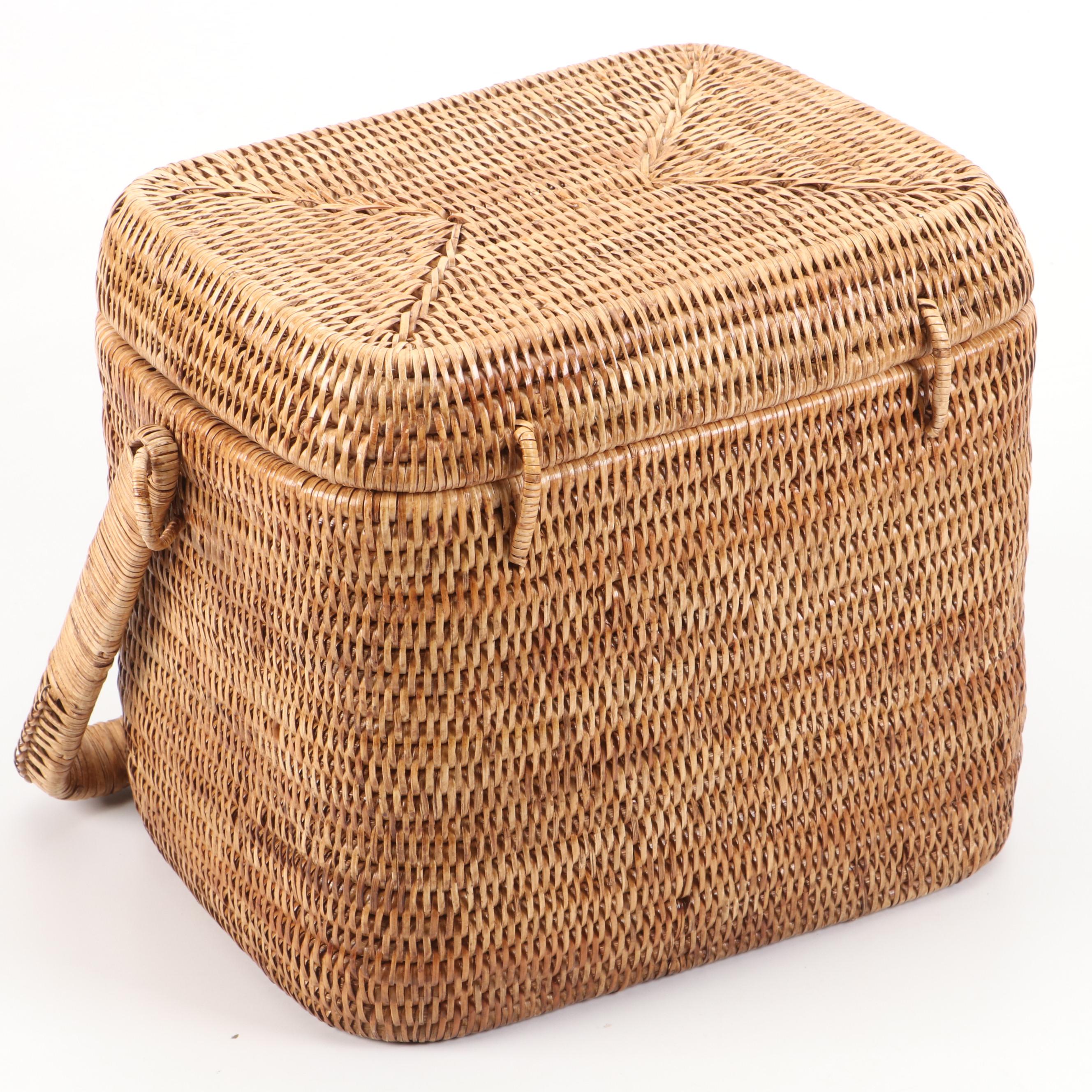 Rattan Covered Plastic Ice Bucket or Cooler