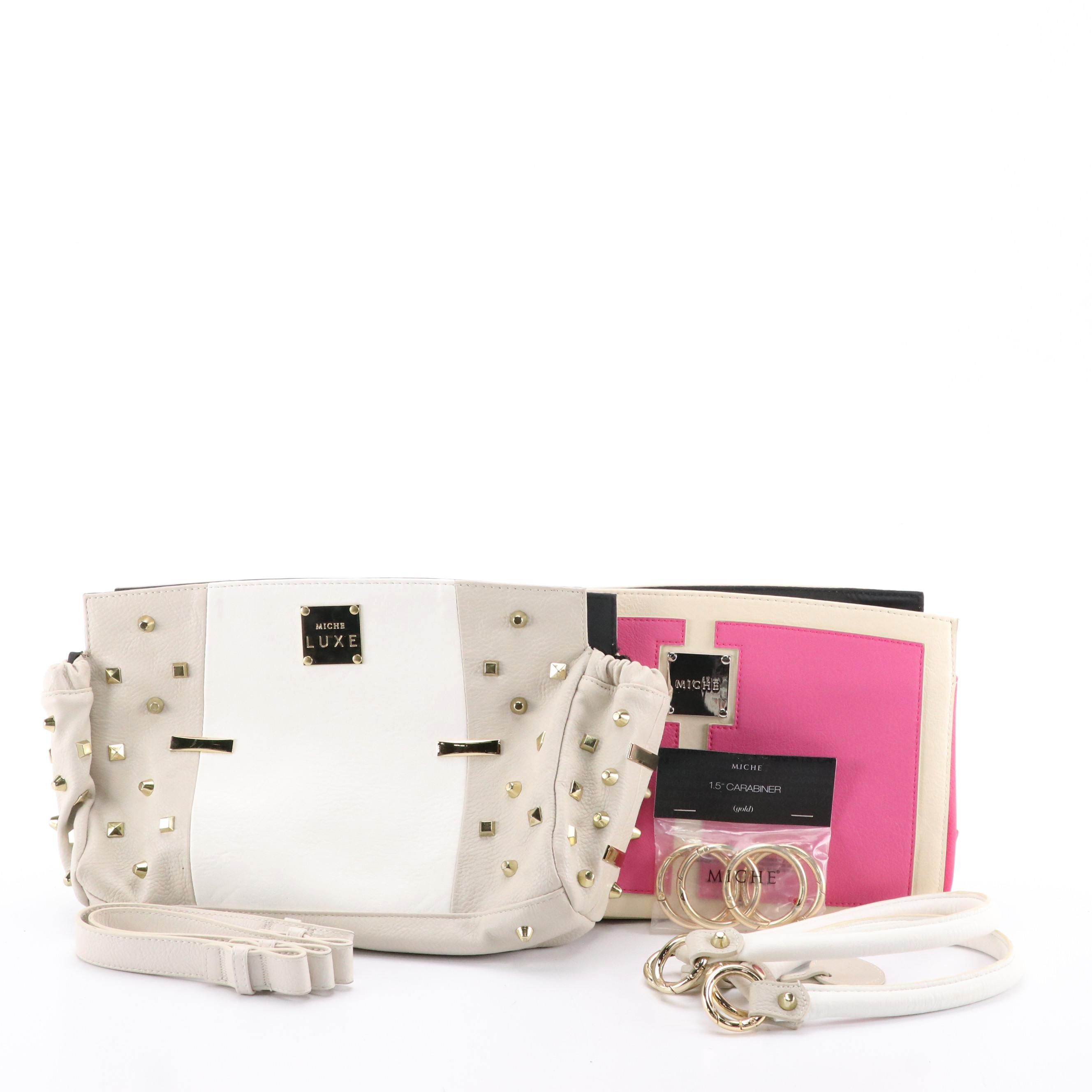 Miche Sorbet Classic Pink Faux Leather Clutch & Rhiane Lux Classic Handbag