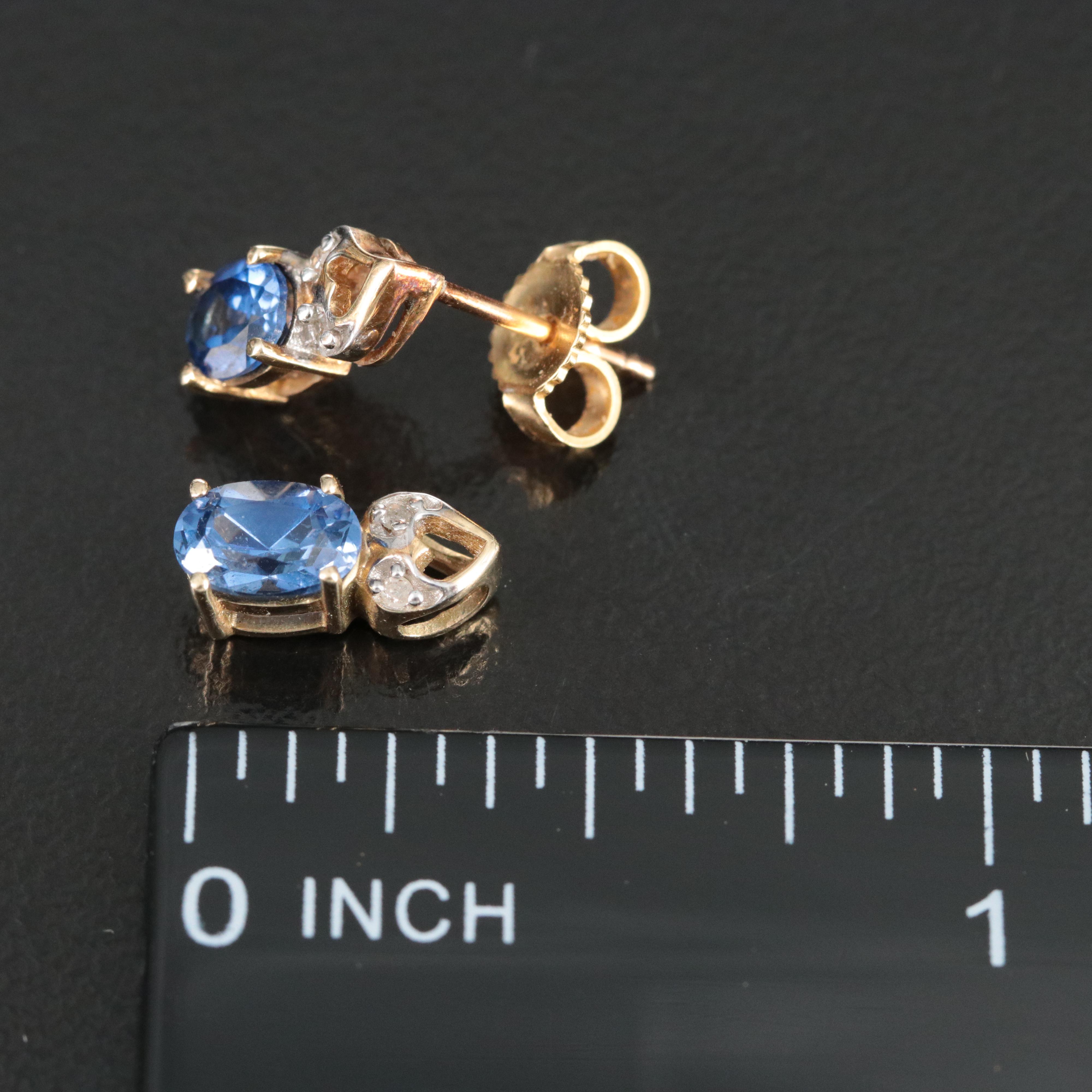 10K Sapphire and Diamond Pendant and Earrings