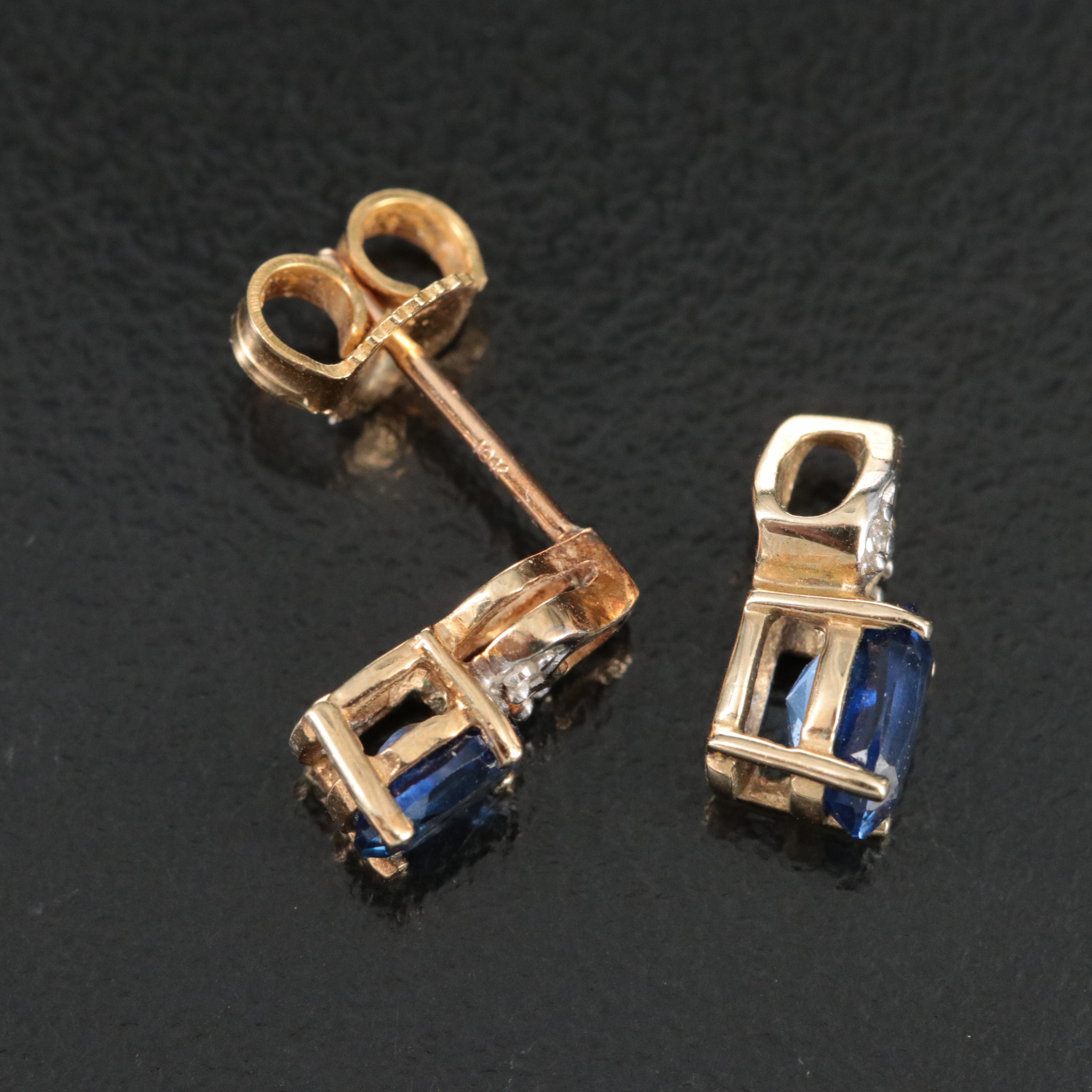 10K Sapphire and Diamond Pendant and Earrings