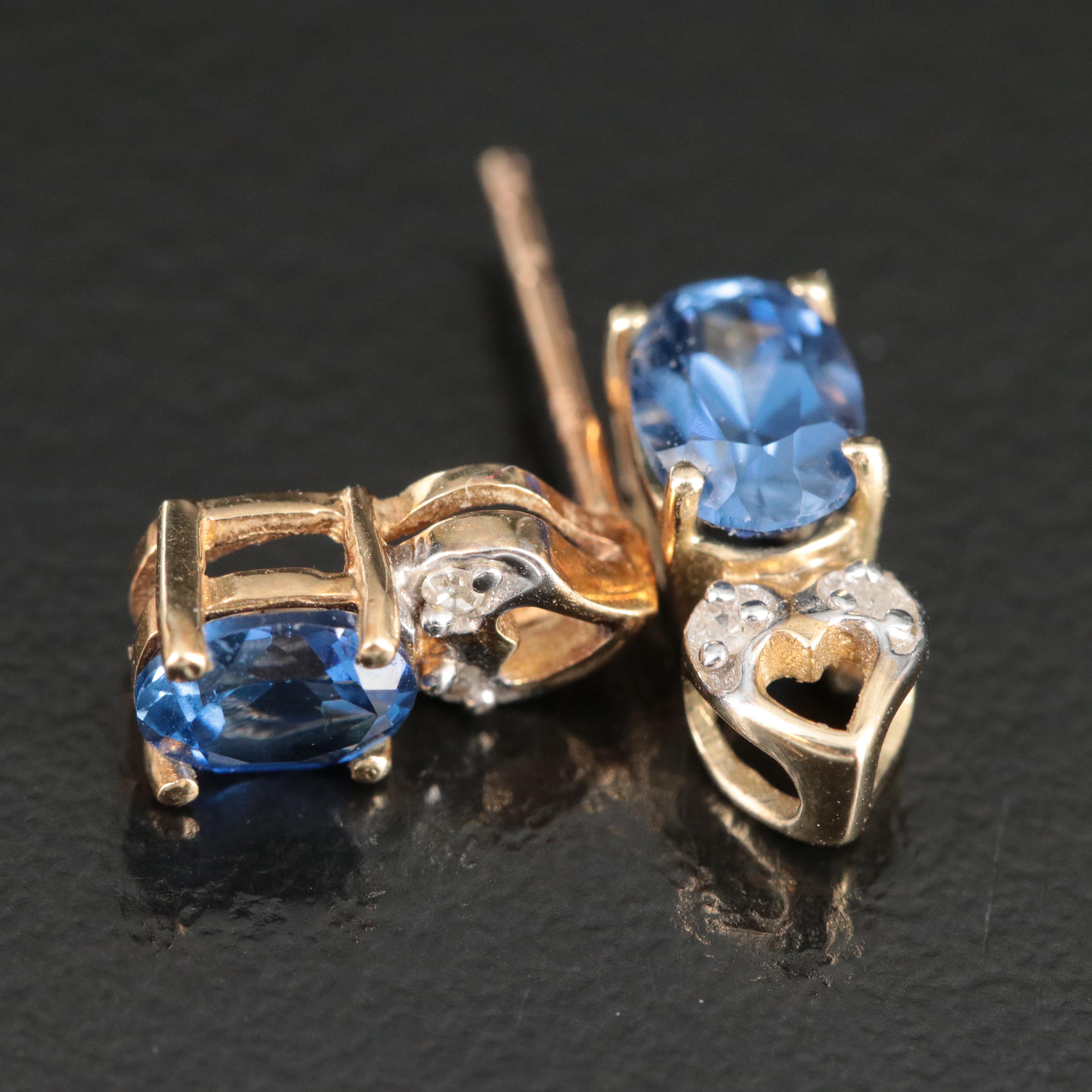 10K Sapphire and Diamond Pendant and Earrings