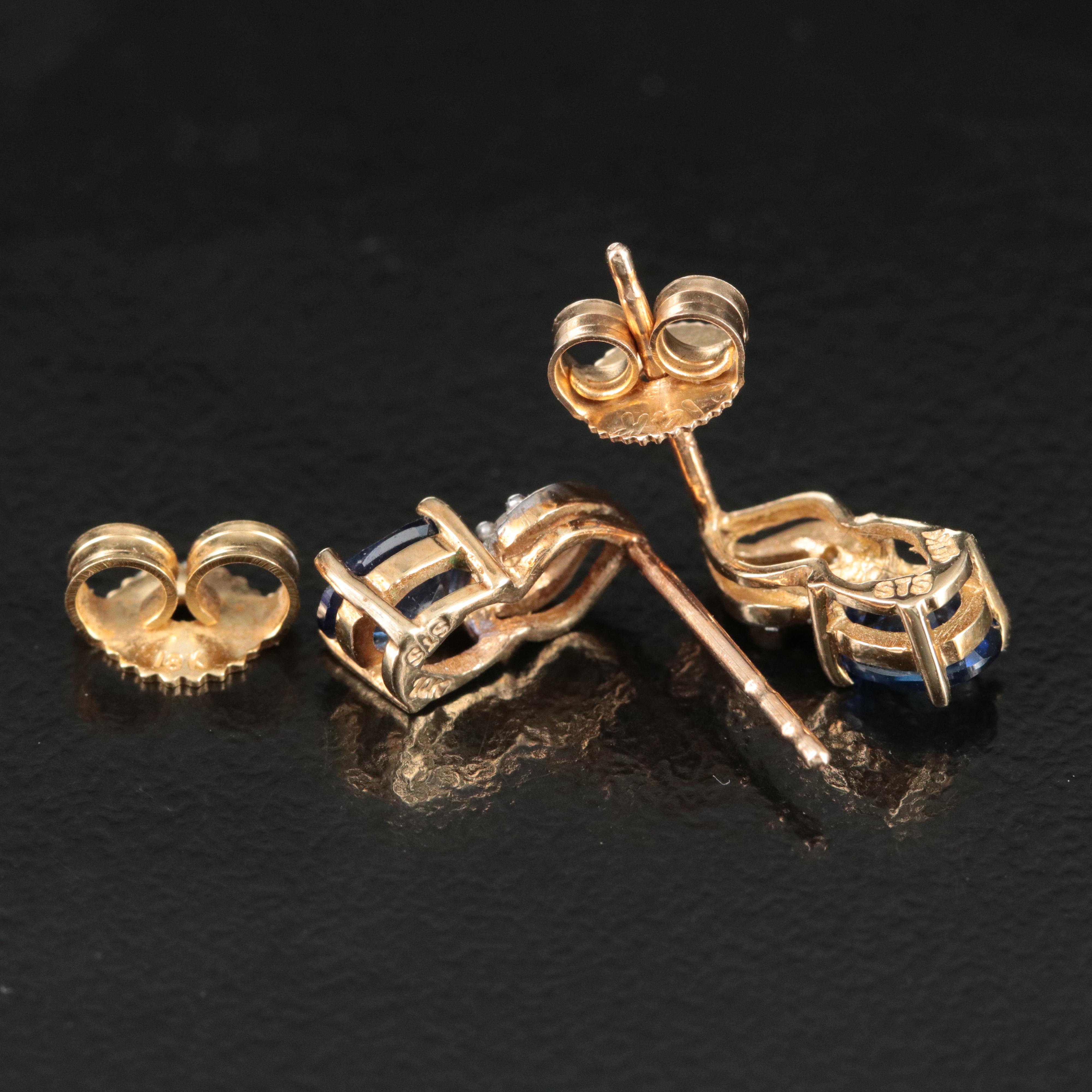 10K Sapphire and Diamond Pendant and Earrings