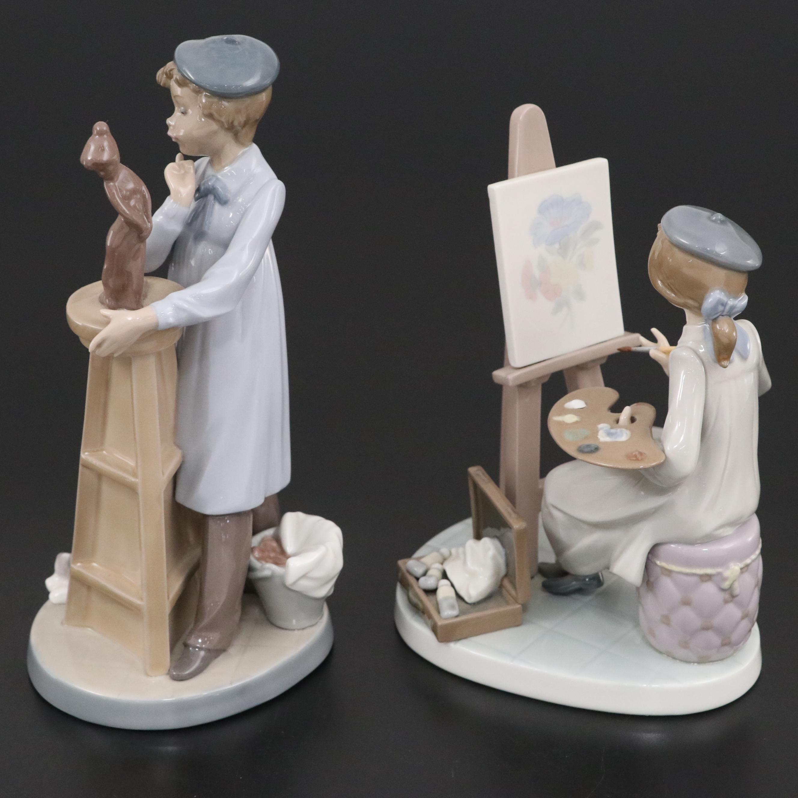 Lladró "Little Sculptor" and "Still Life" Porcelain Figurines, Late 20th Century