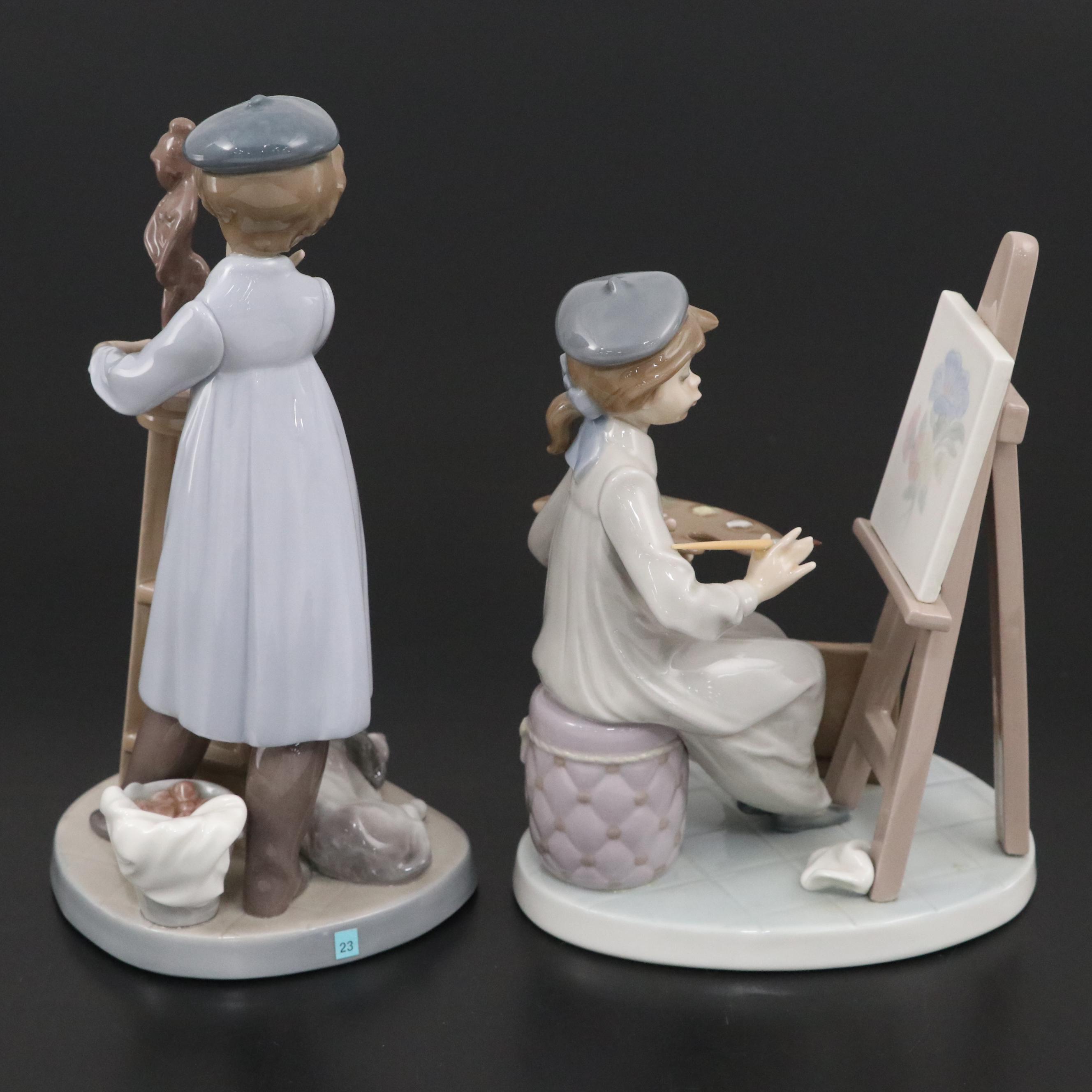 Lladró "Little Sculptor" and "Still Life" Porcelain Figurines, Late 20th Century
