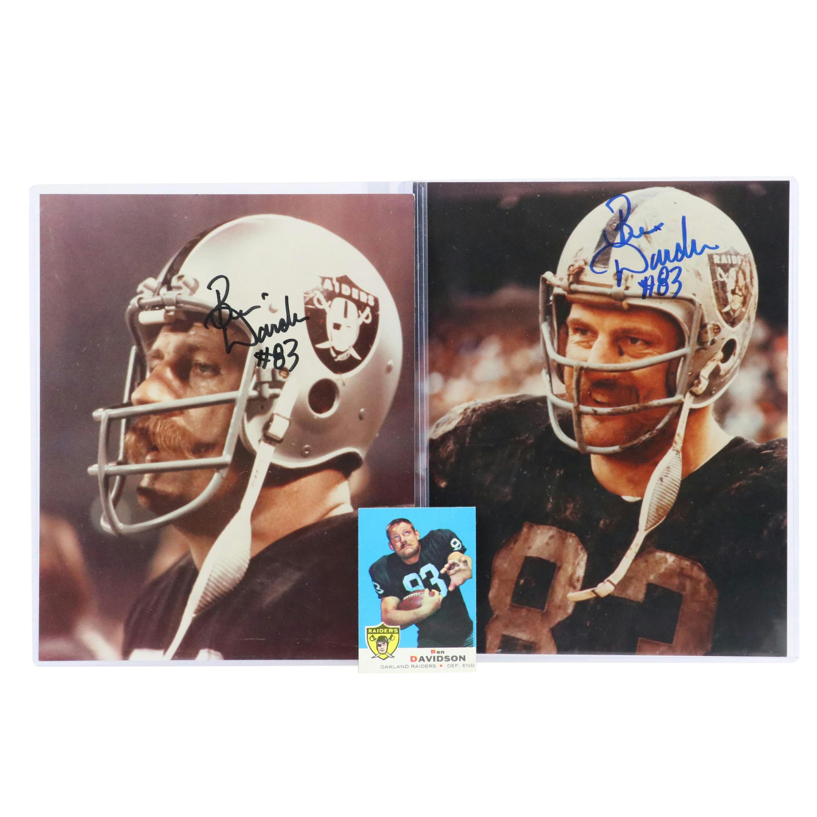Ben Davidson Signed Oakland Raiders Photos with Football Card