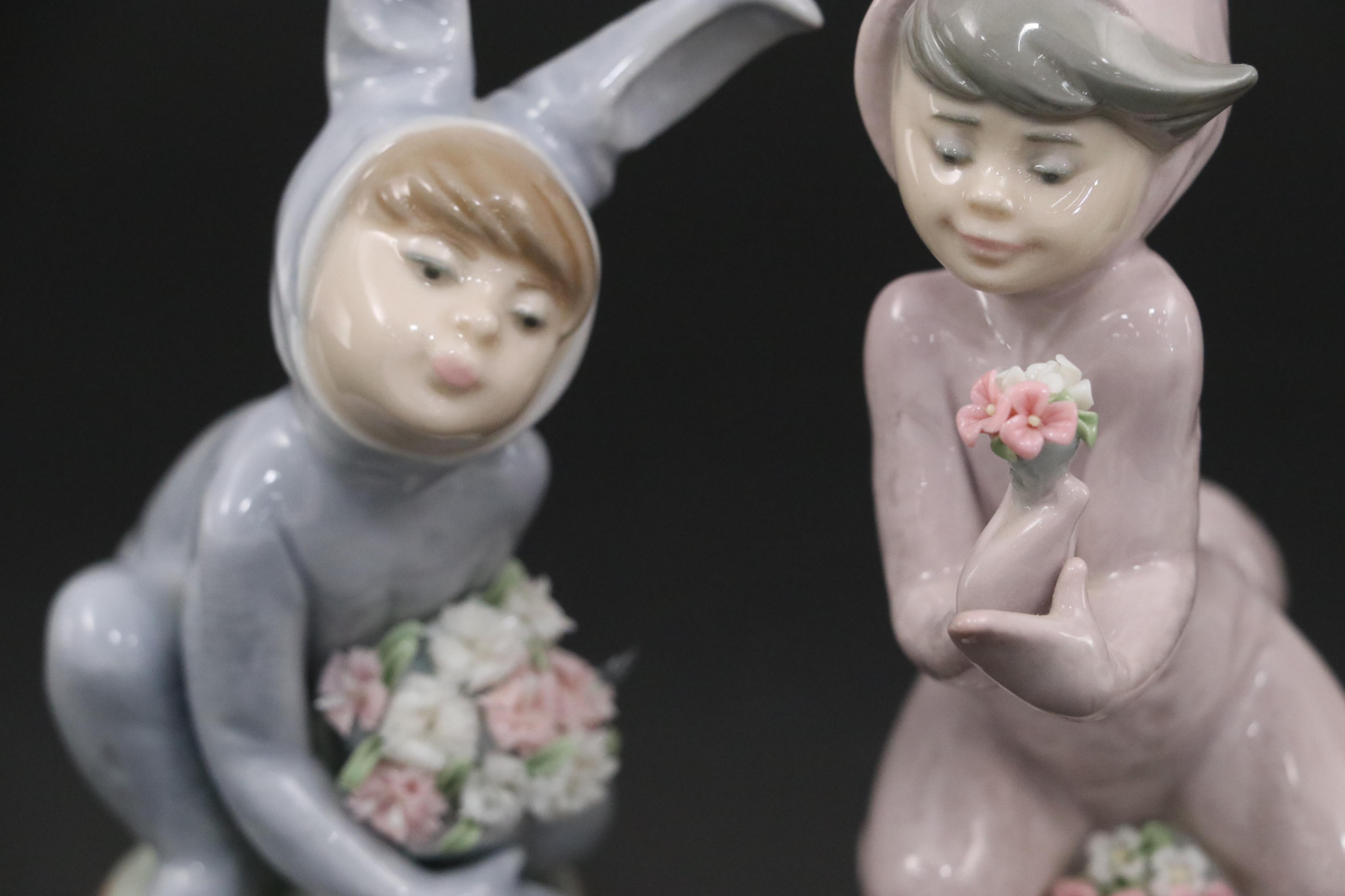 Lladró "Bunny Boy" Porcelain Figurine Set Designed by Juan Huerta, Late 20th C.