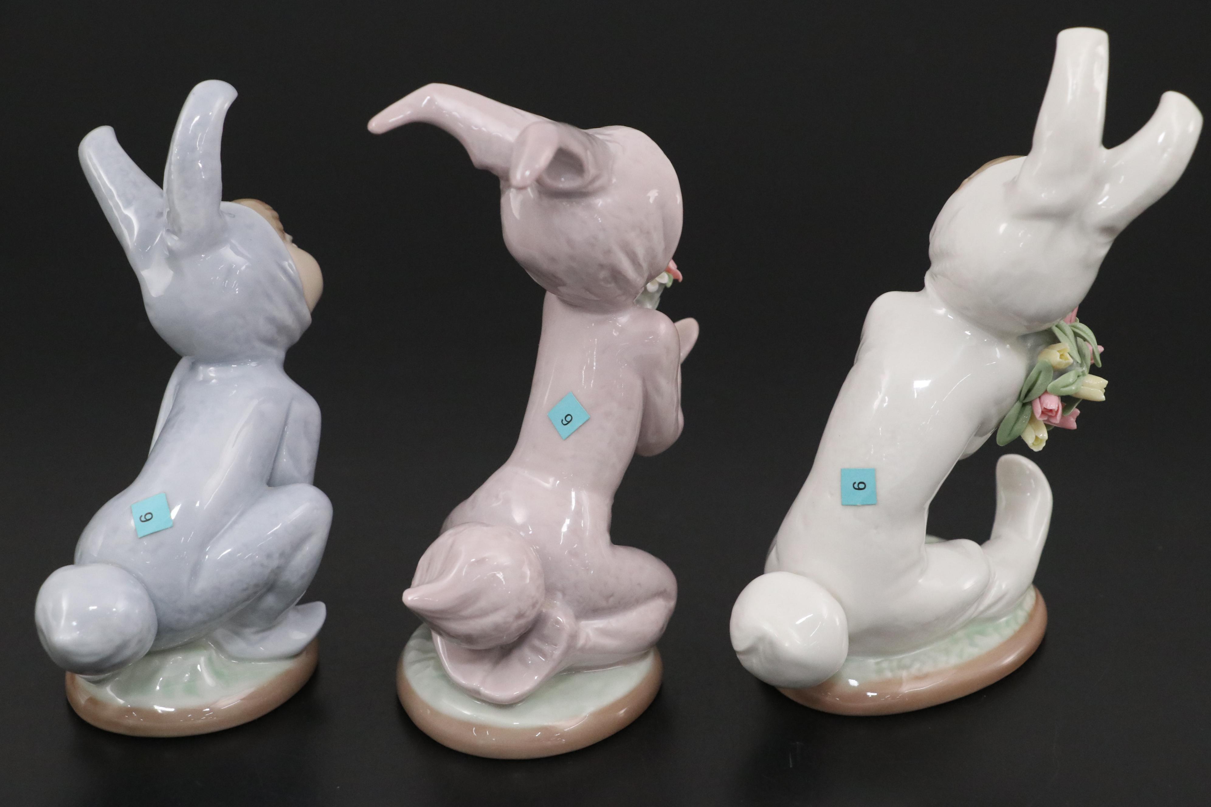 Lladró "Bunny Boy" Porcelain Figurine Set Designed by Juan Huerta, Late 20th C.