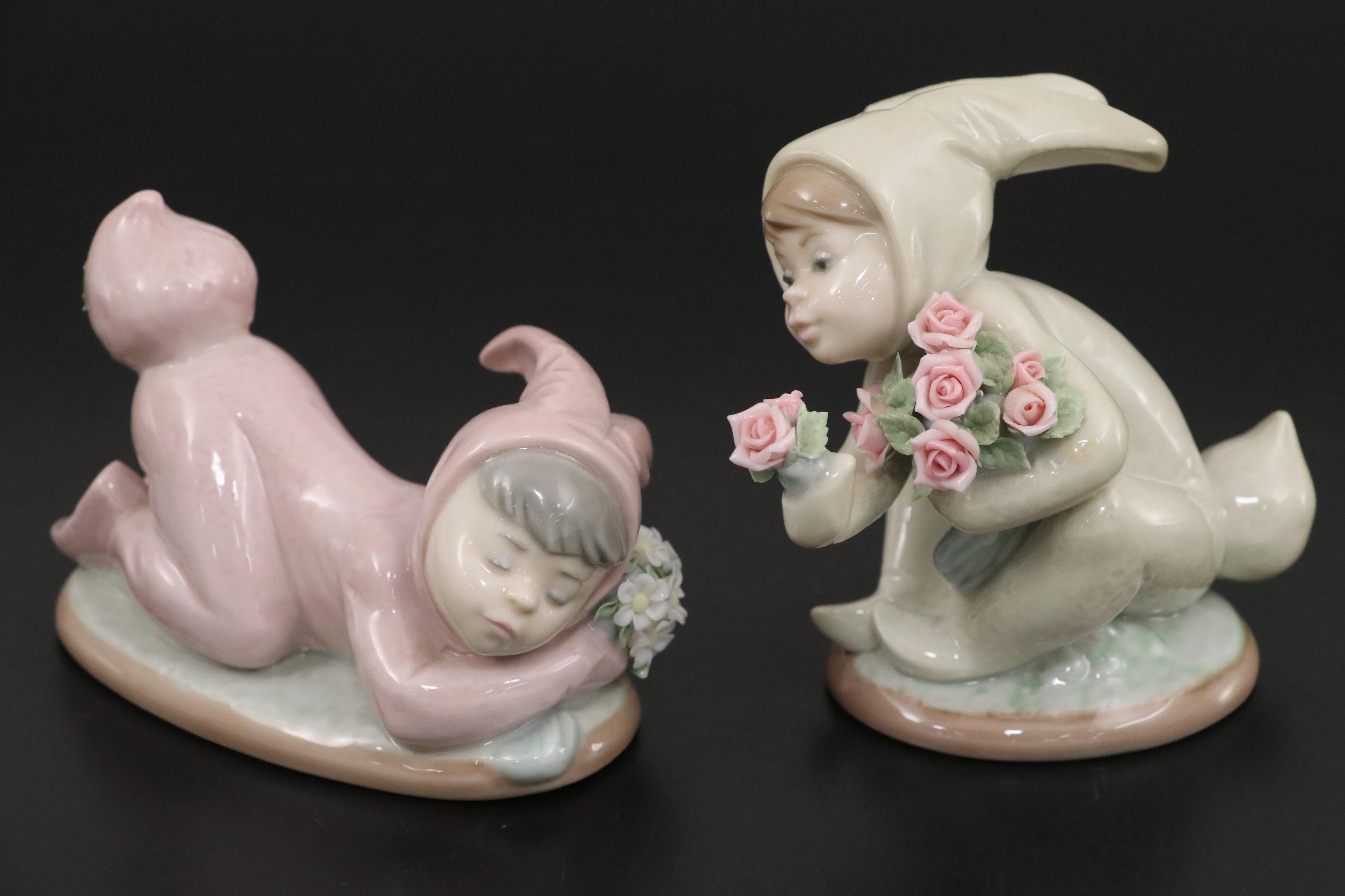 Lladró "Bunny Boy" Porcelain Figurine Set Designed by Juan Huerta, Late 20th C.