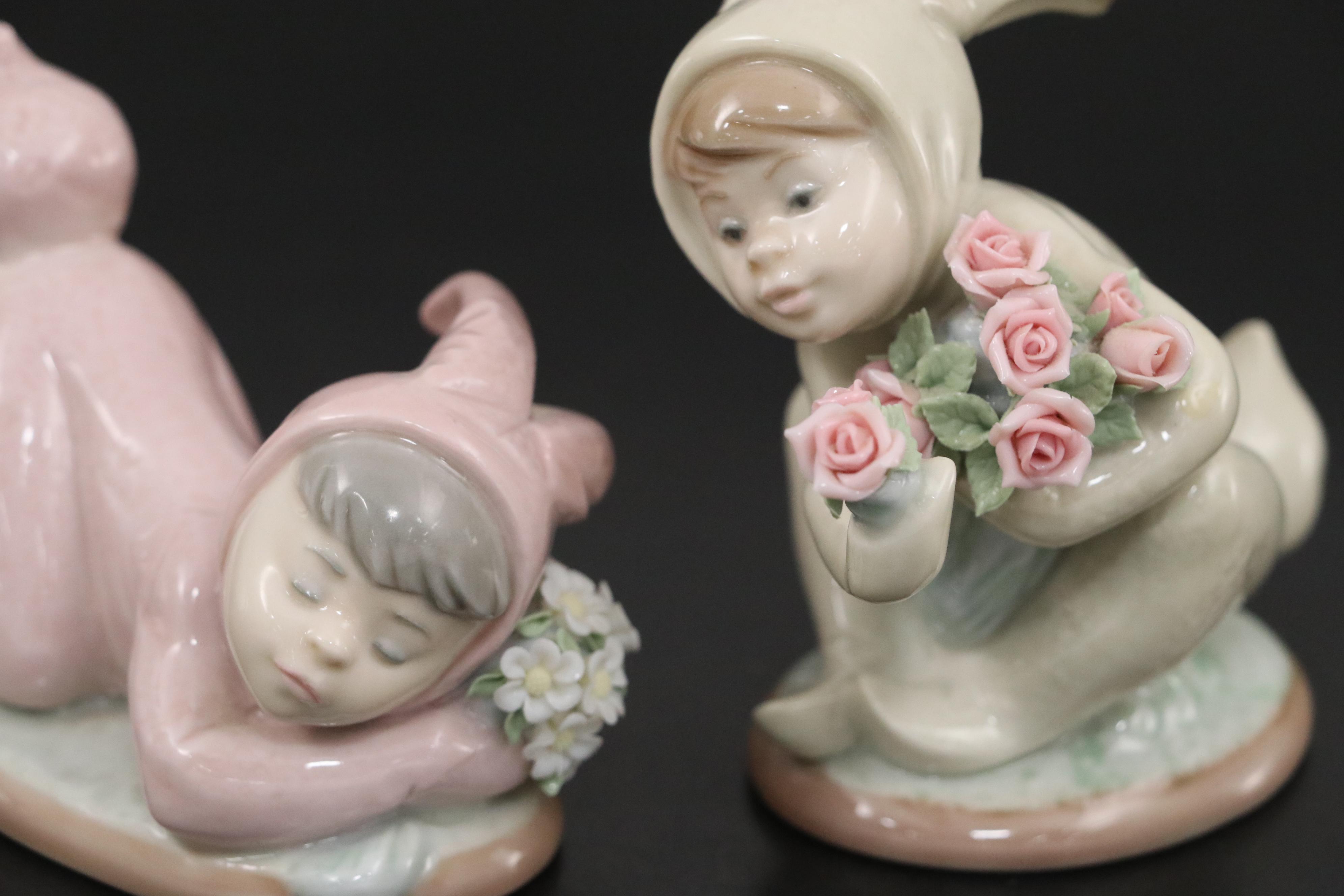 Lladró "Bunny Boy" Porcelain Figurine Set Designed by Juan Huerta, Late 20th C.