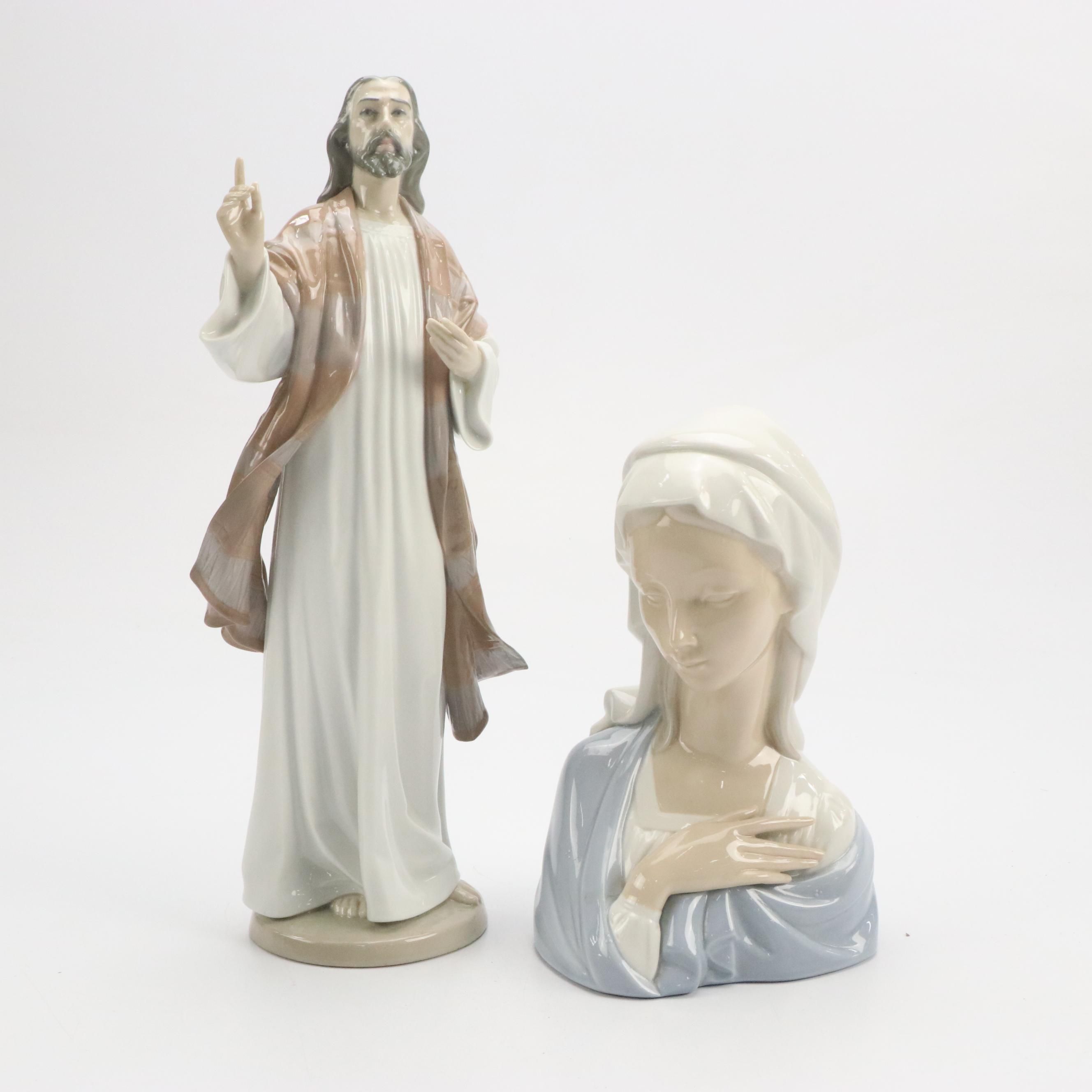Lladró "The Holy Teacher" Porcelain Figurine and Madonna Bust