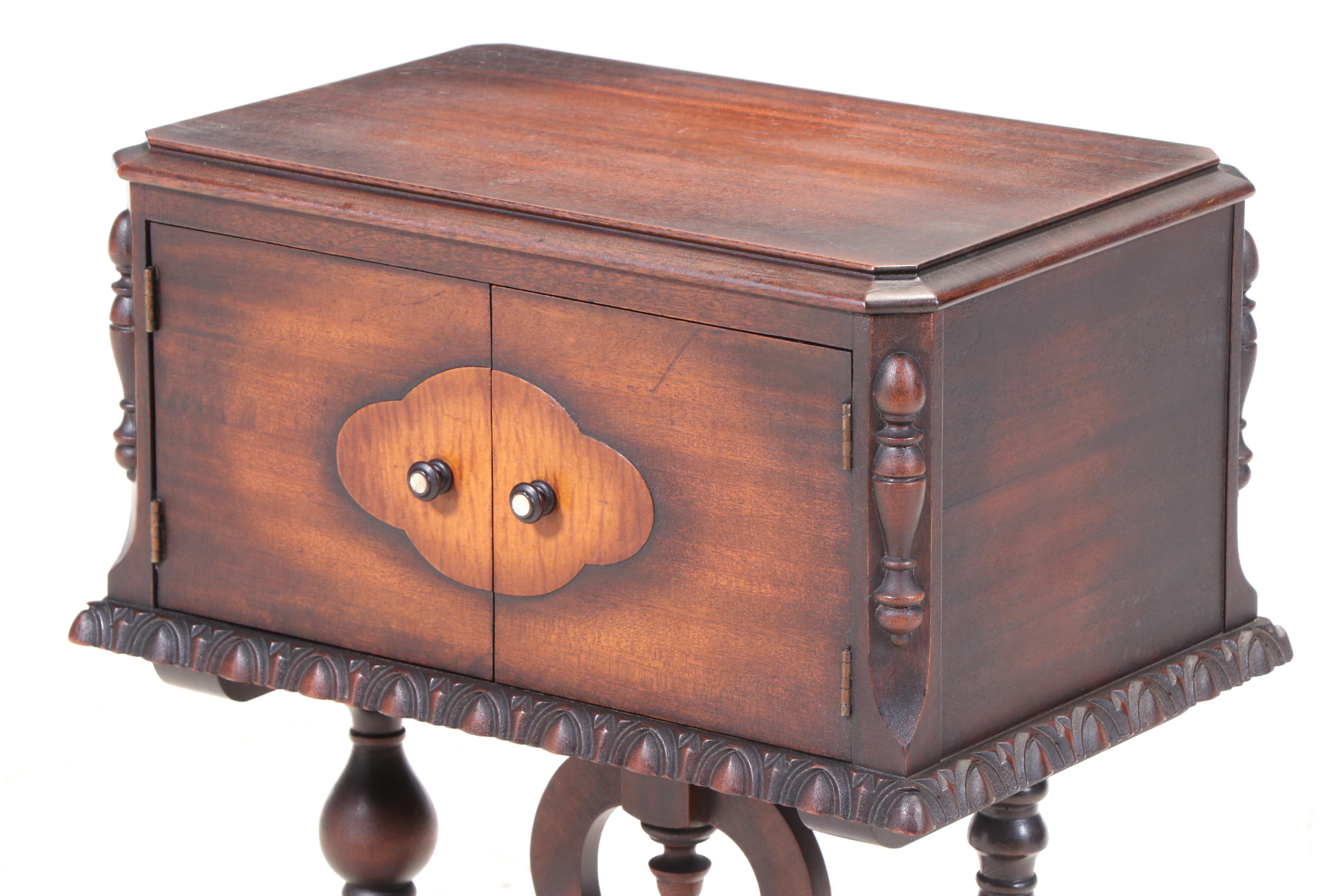 Jacobean Style Wooden Smoking Cabinet, Mid-20th Century