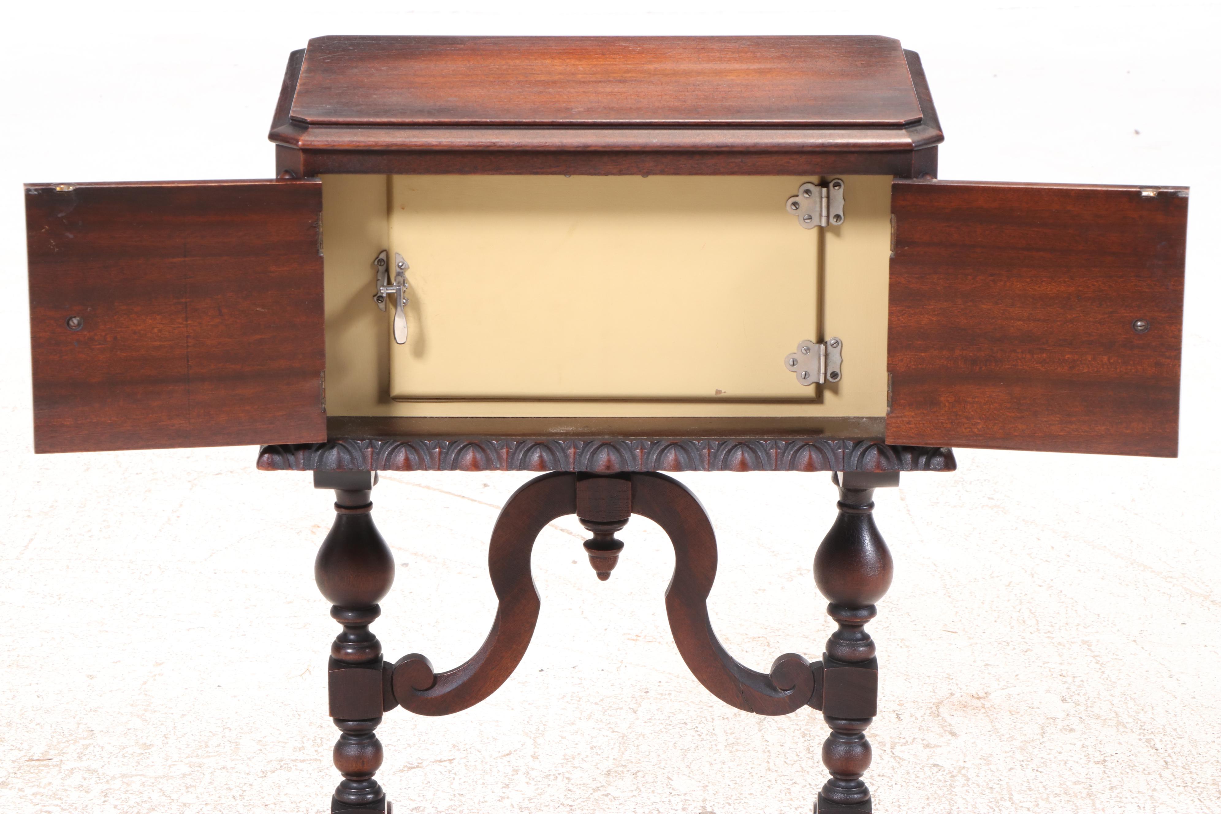 Jacobean Style Wooden Smoking Cabinet, Mid-20th Century