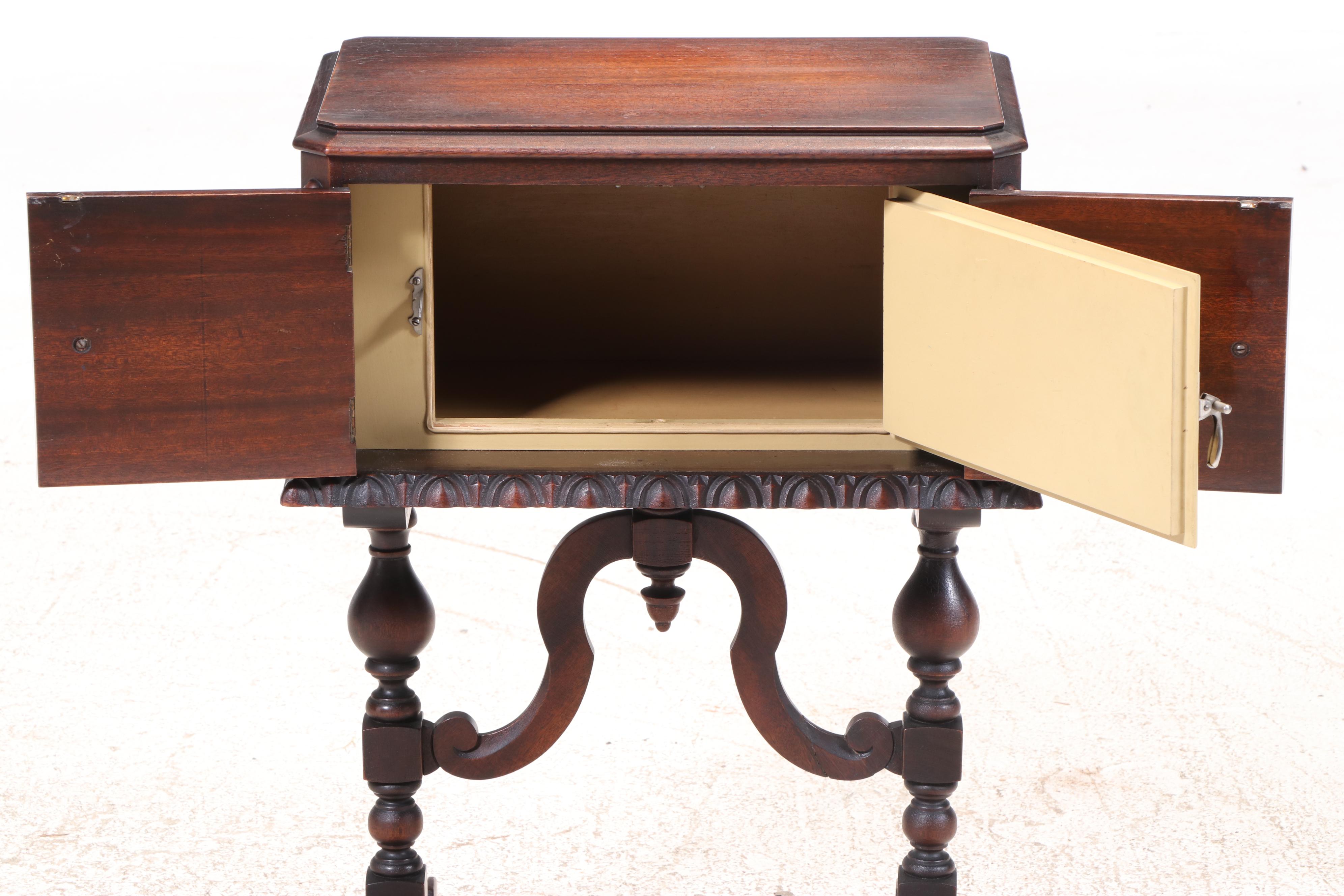 Jacobean Style Wooden Smoking Cabinet, Mid-20th Century