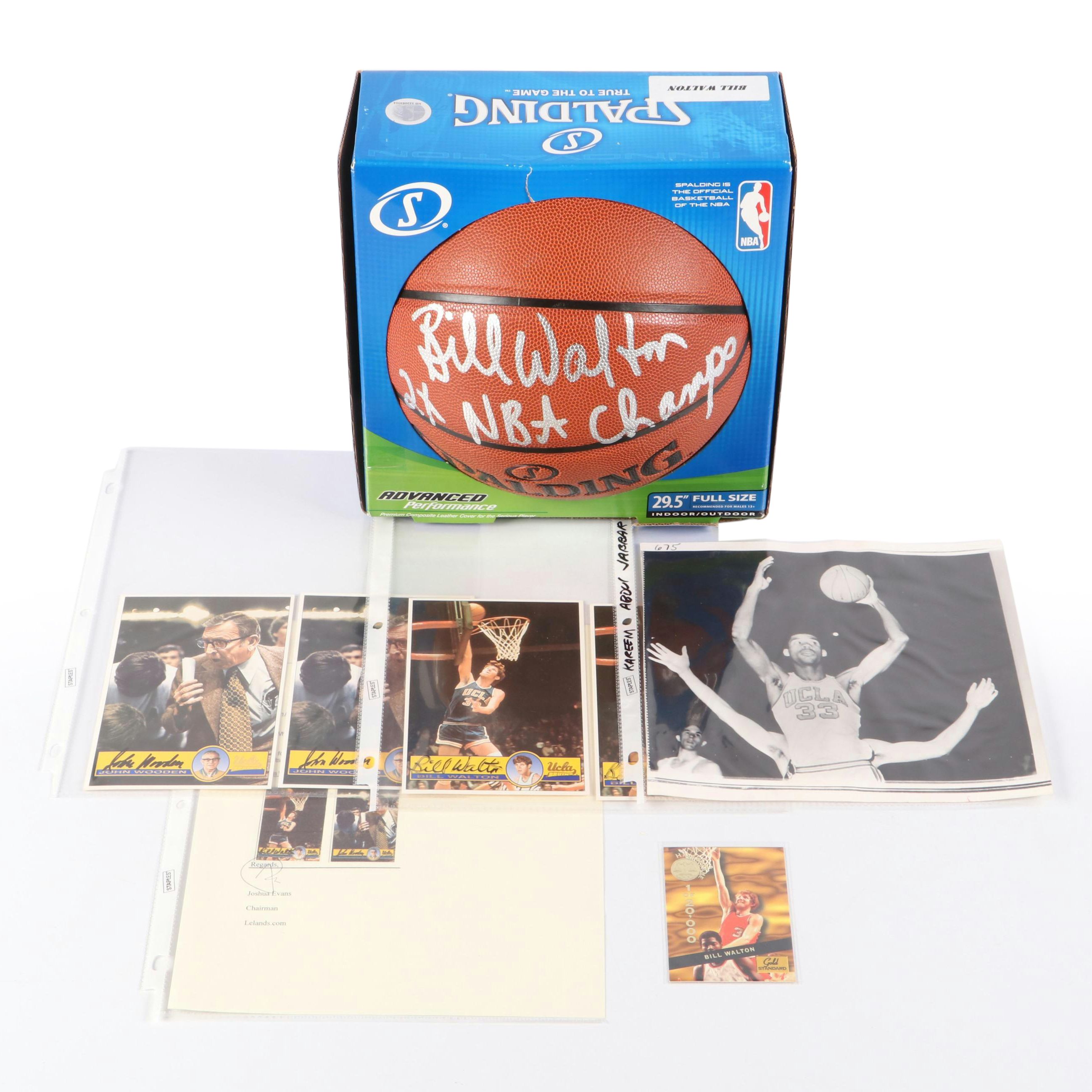 Bill Walton Signed Spalding Basketball with John Wooden Signed Photos and More