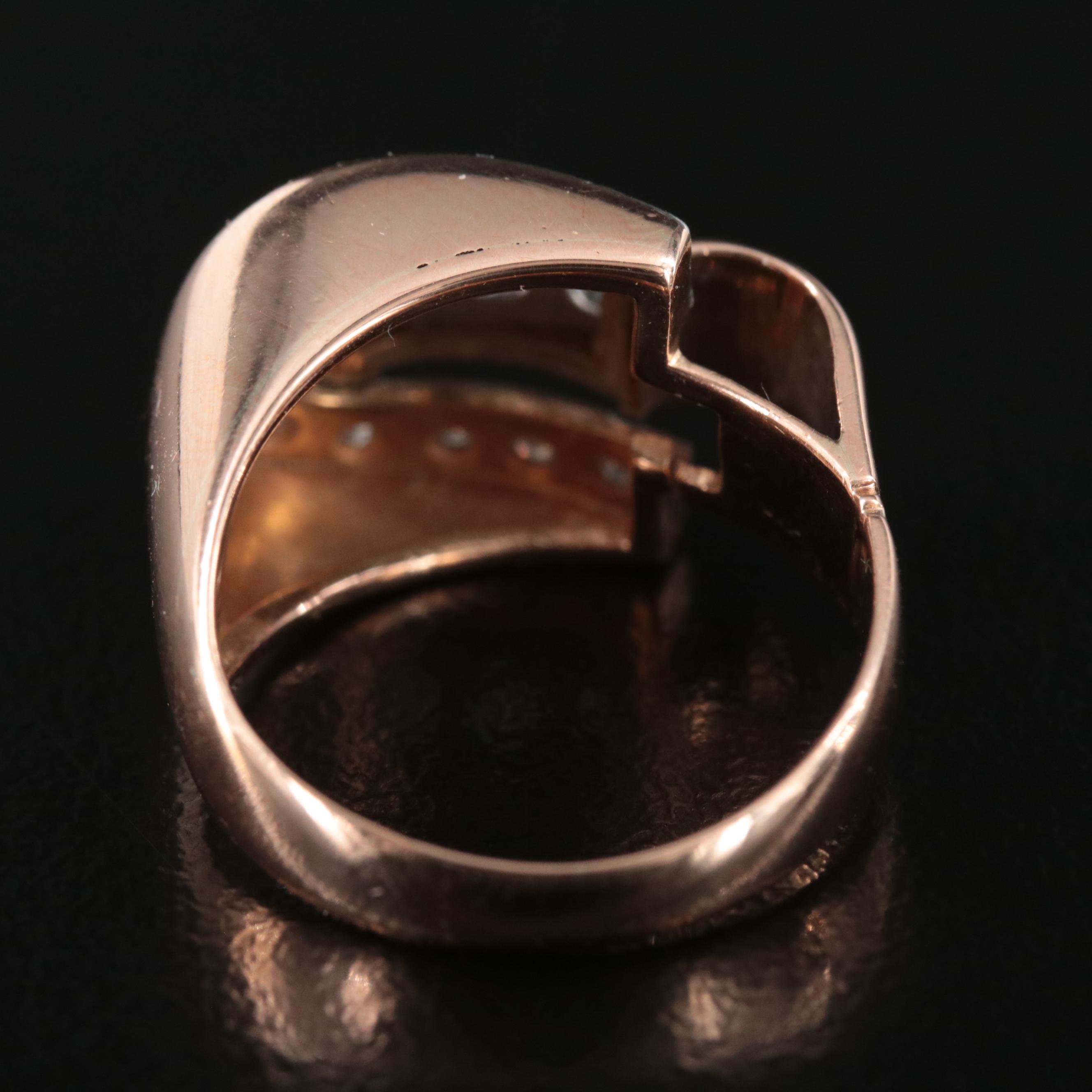 Retro 18K 0.35 CTW Diamond Buckle Ring with Platinum Accents