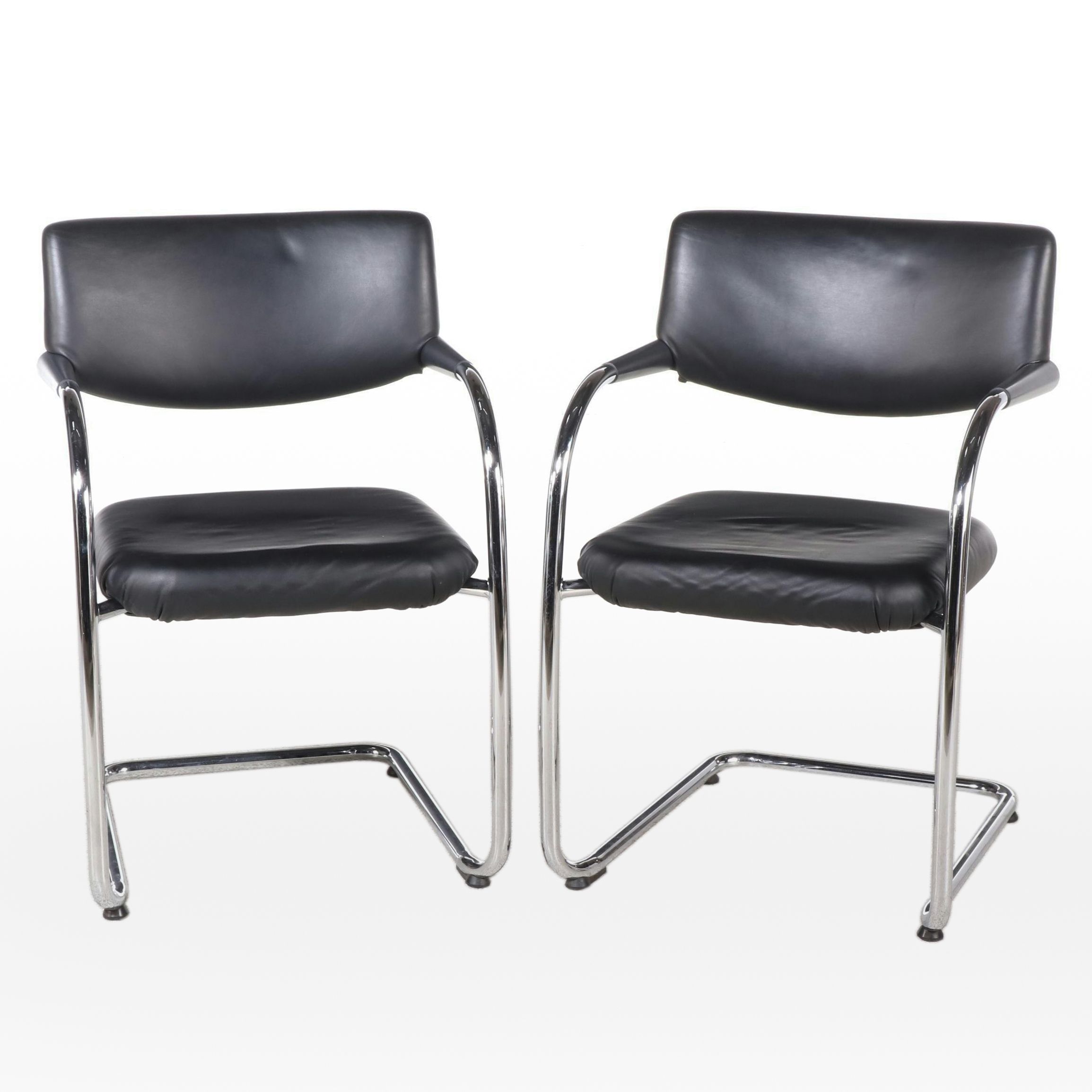 Antonio Citterio fo Vitra "Visasoft Visavis" Chrome and Leather Armchairs