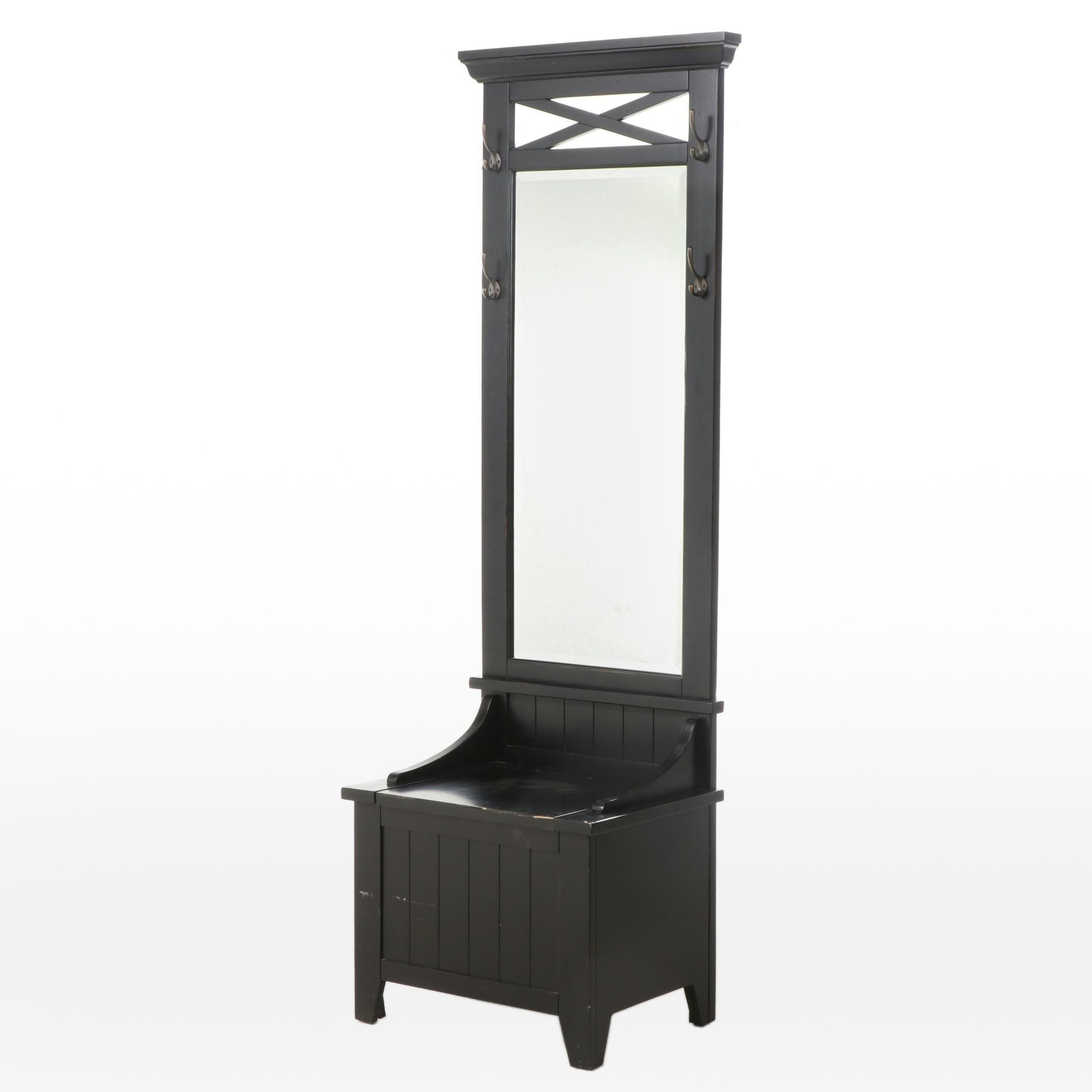 Shaker Style Painted Wood Hall Tree with Seat