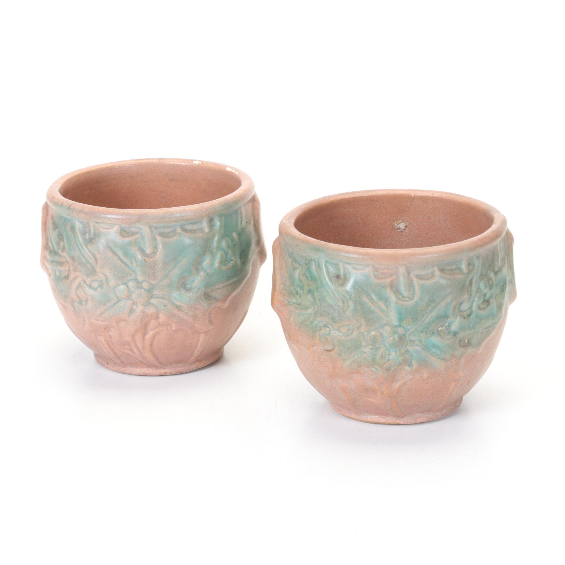 Brush McCoy Holly Pottery Planters