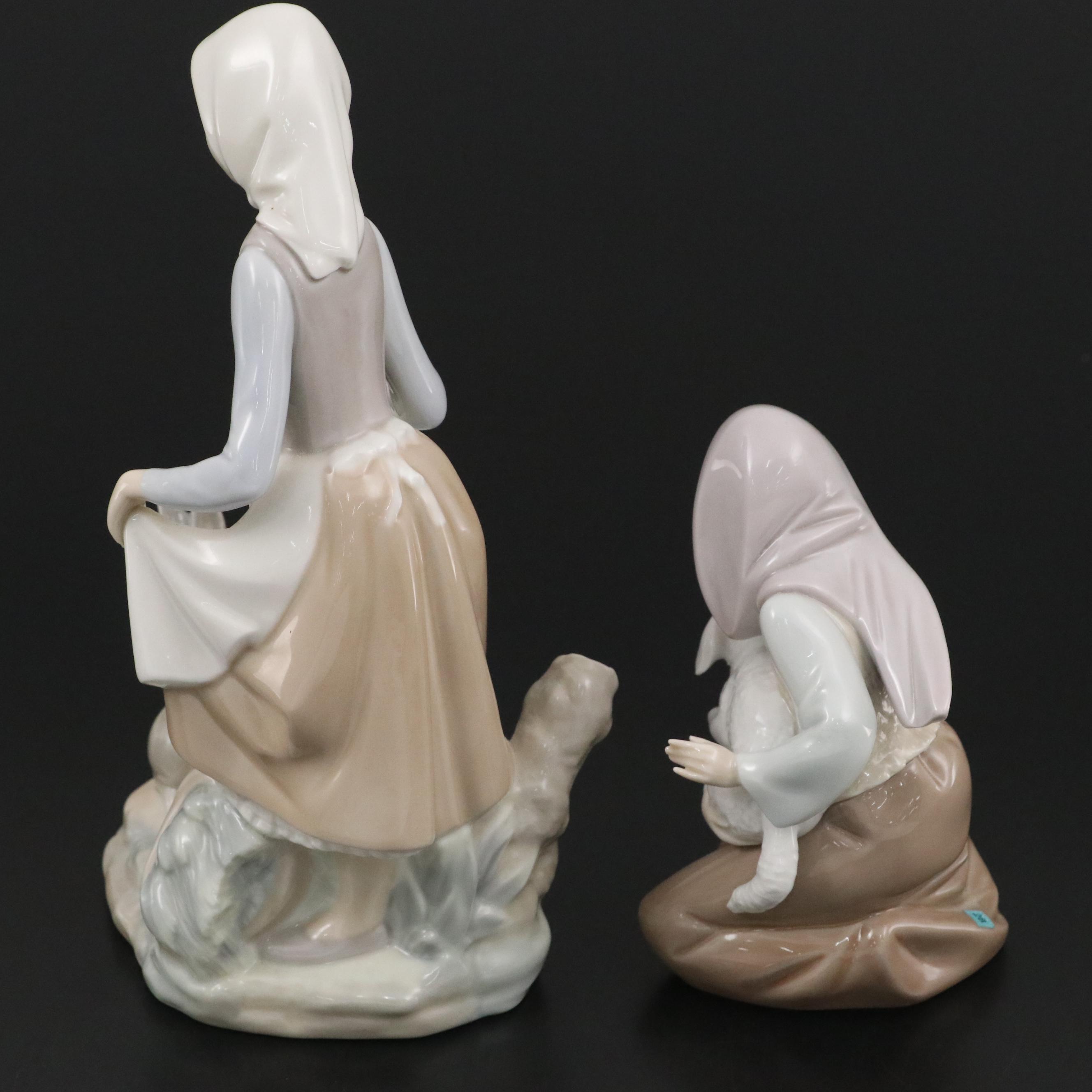 Lladró "Rabbit's Food" and "Lost Lamb" Porcelain Figurines, Late 20th Century