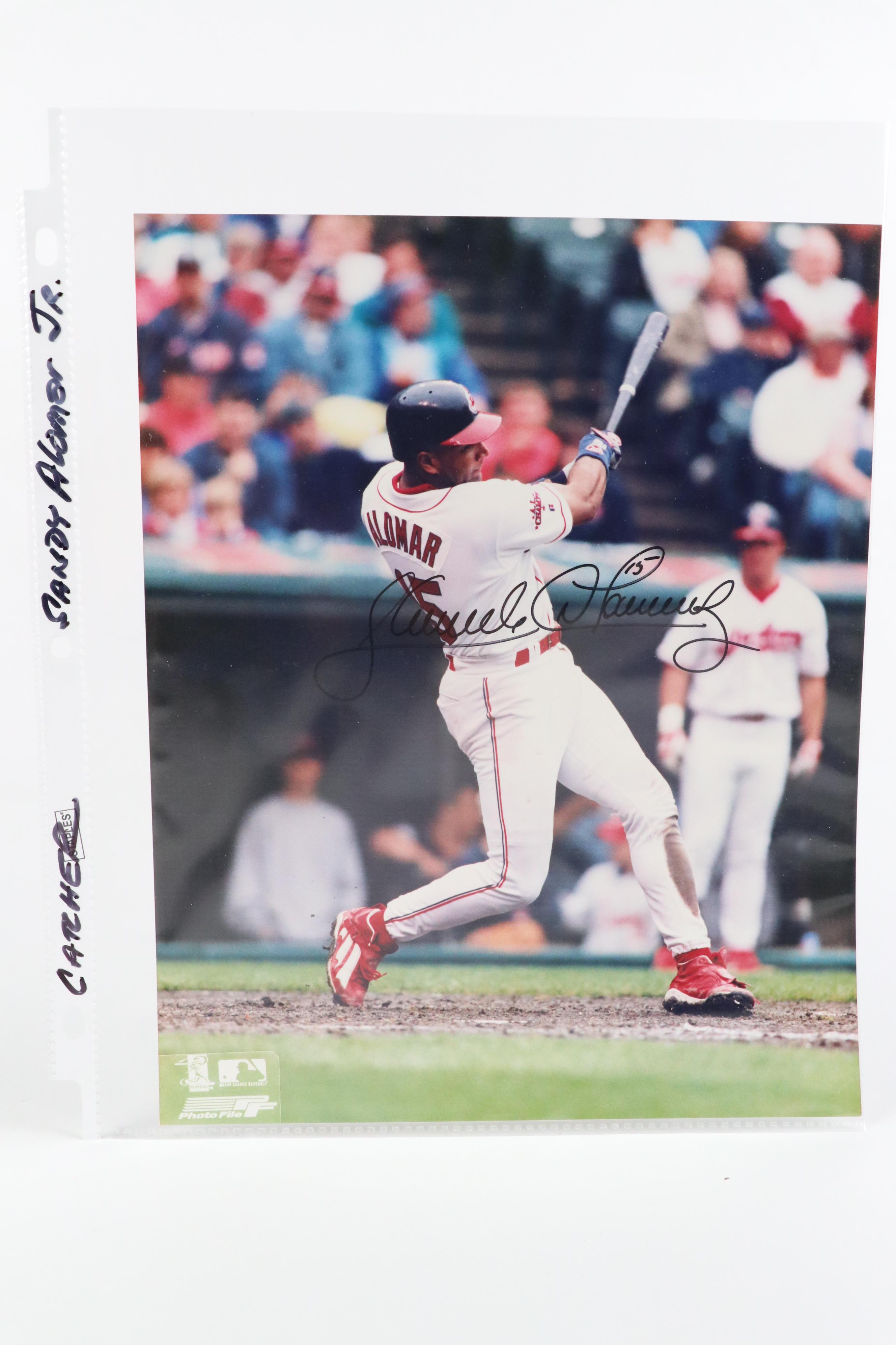 Rajai Davis, Sandy Alomar Jr., with Other Signed Baseball Photo and Cards