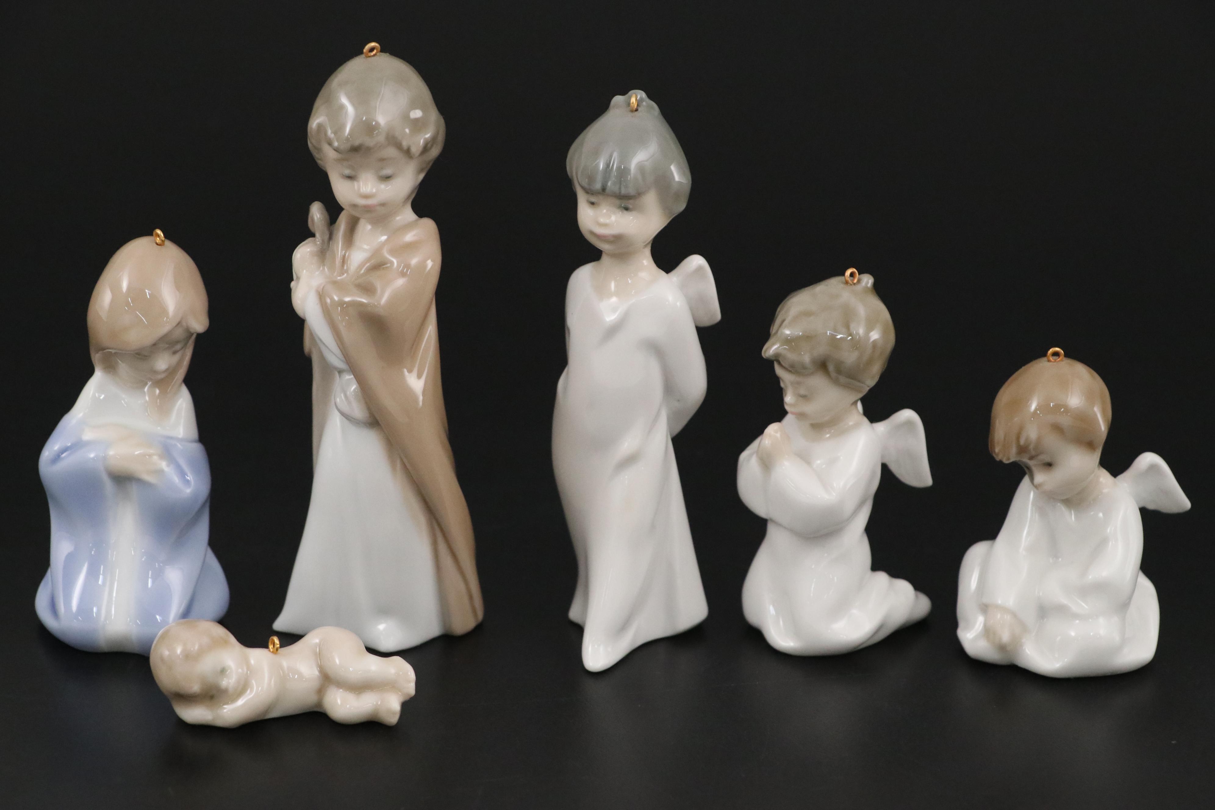 Lladró Mini Nativity Porcelain Ornaments, Late 20th Century