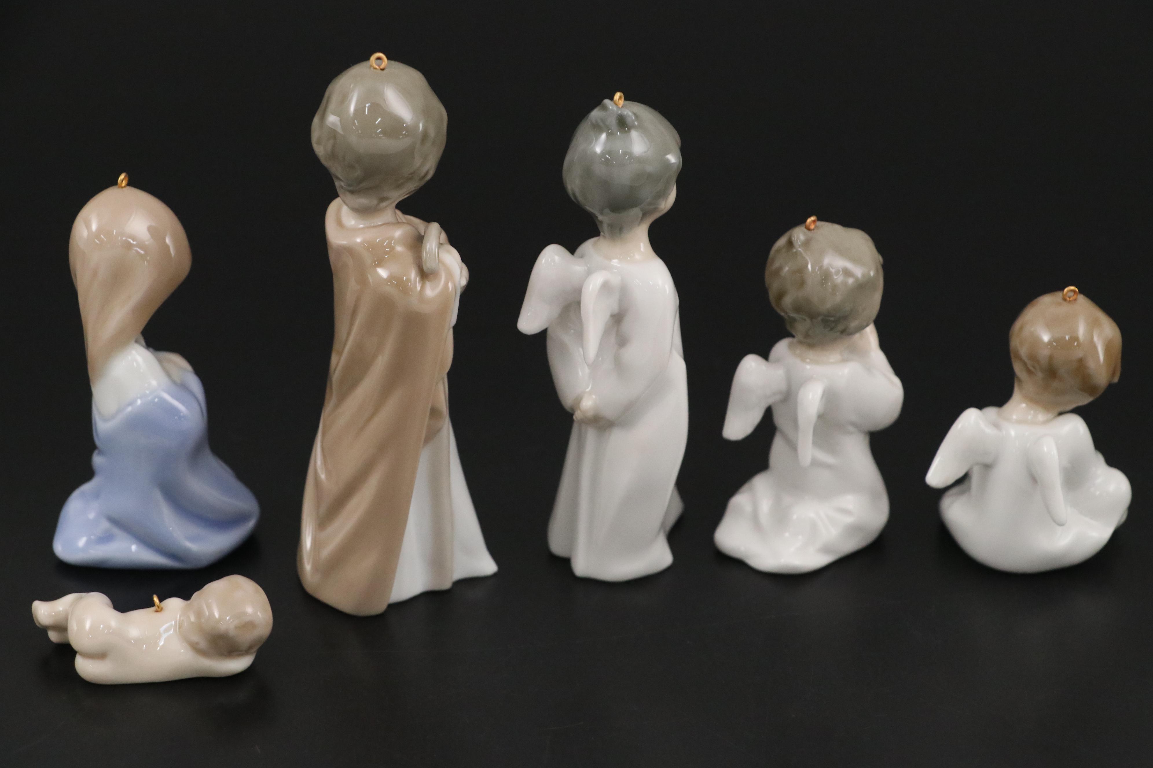 Lladró Mini Nativity Porcelain Ornaments, Late 20th Century