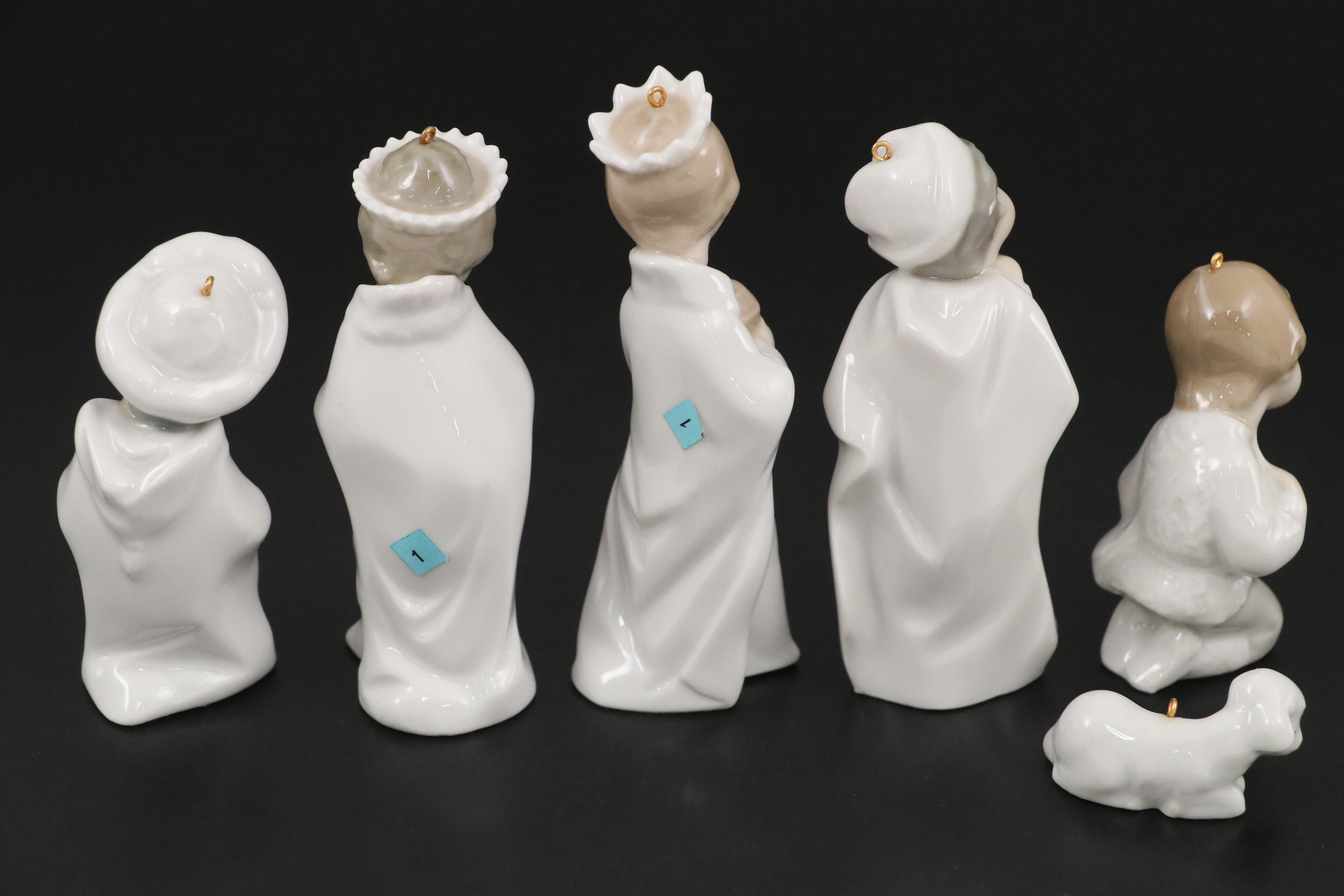 Lladró Mini Nativity Porcelain Ornaments, Late 20th Century