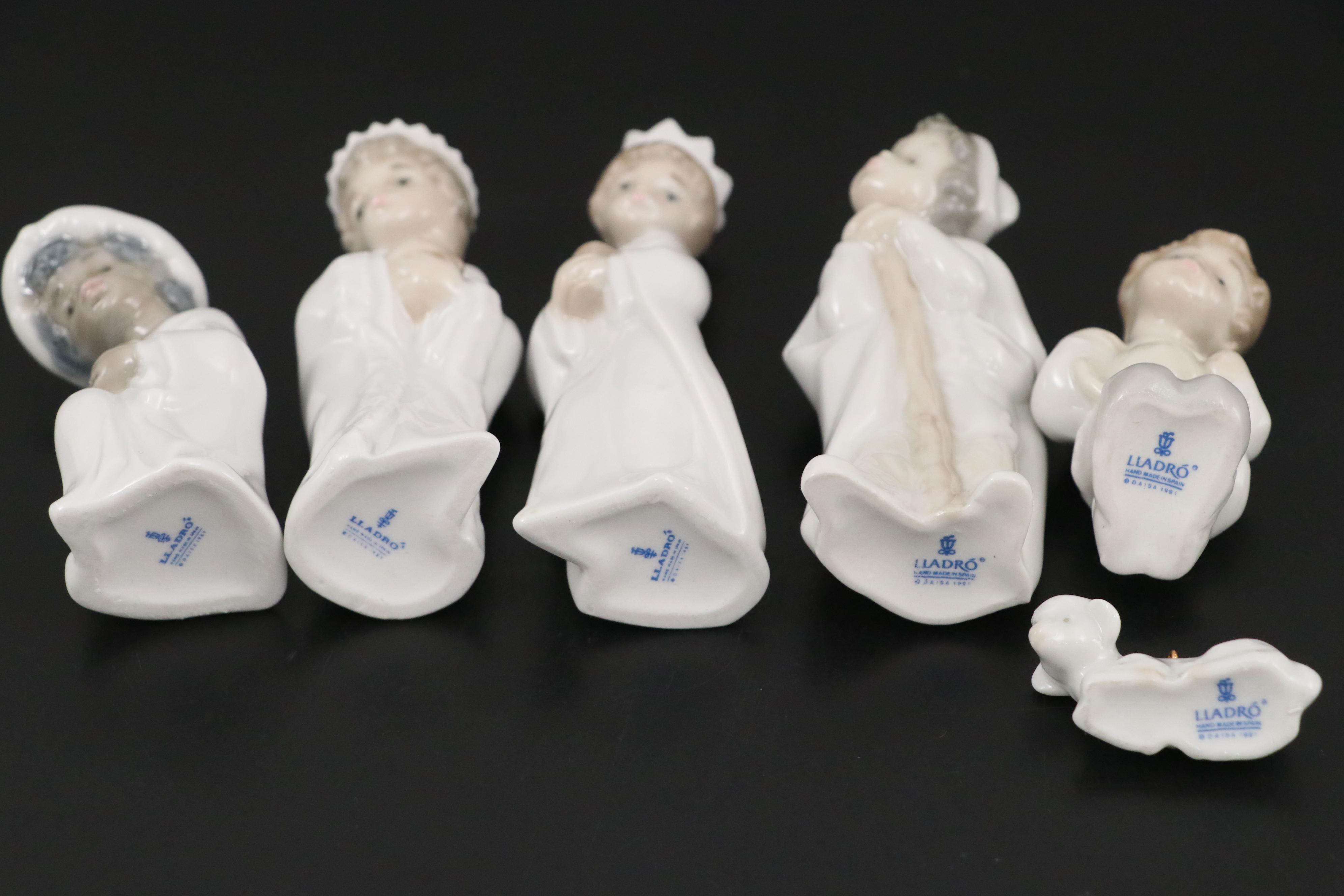 Lladró Mini Nativity Porcelain Ornaments, Late 20th Century