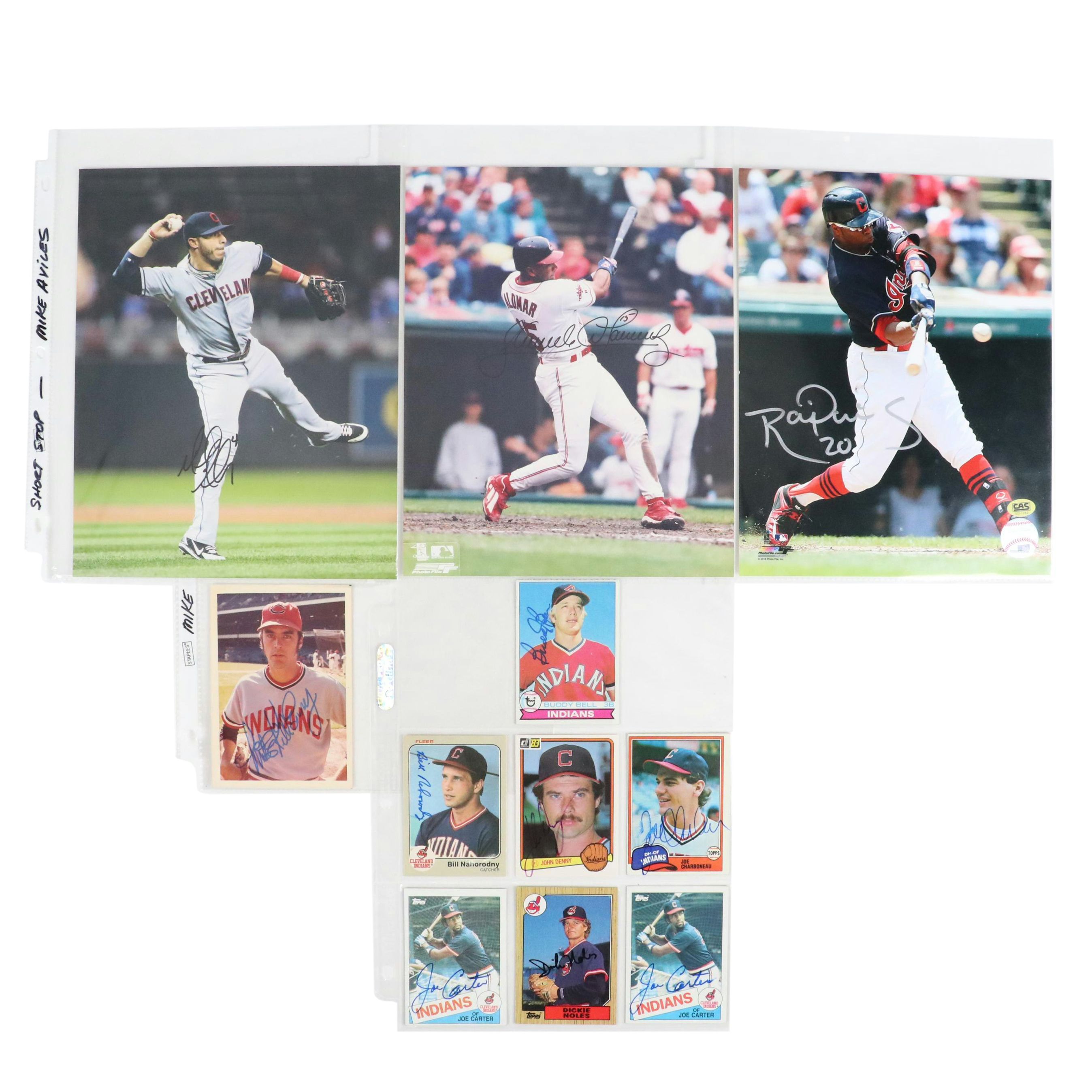 Rajai Davis, Sandy Alomar Jr., with Other Signed Baseball Photo and Cards