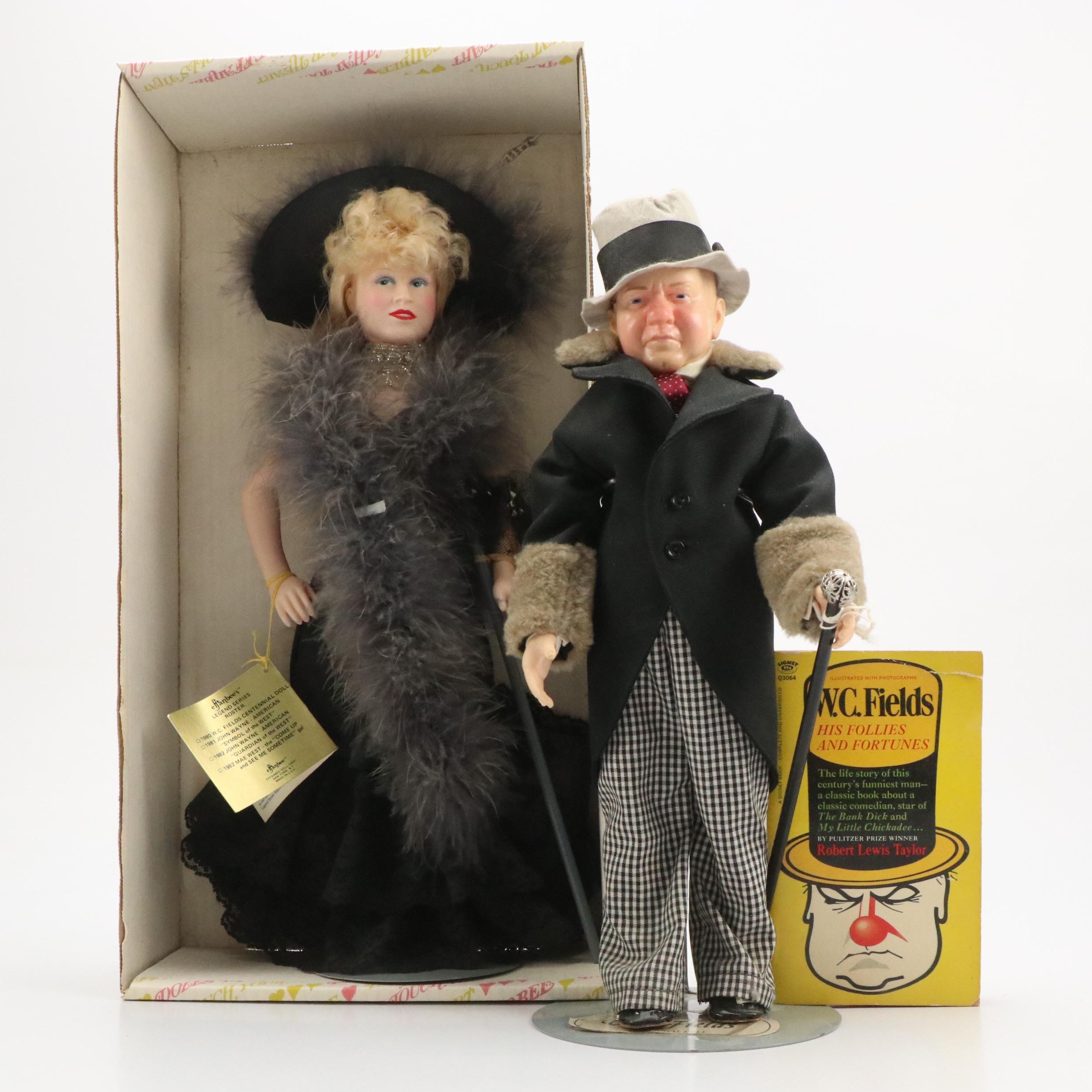 Effanbee W.C. Fields and Mae West Dolls with CoA and Literature, 1980s
