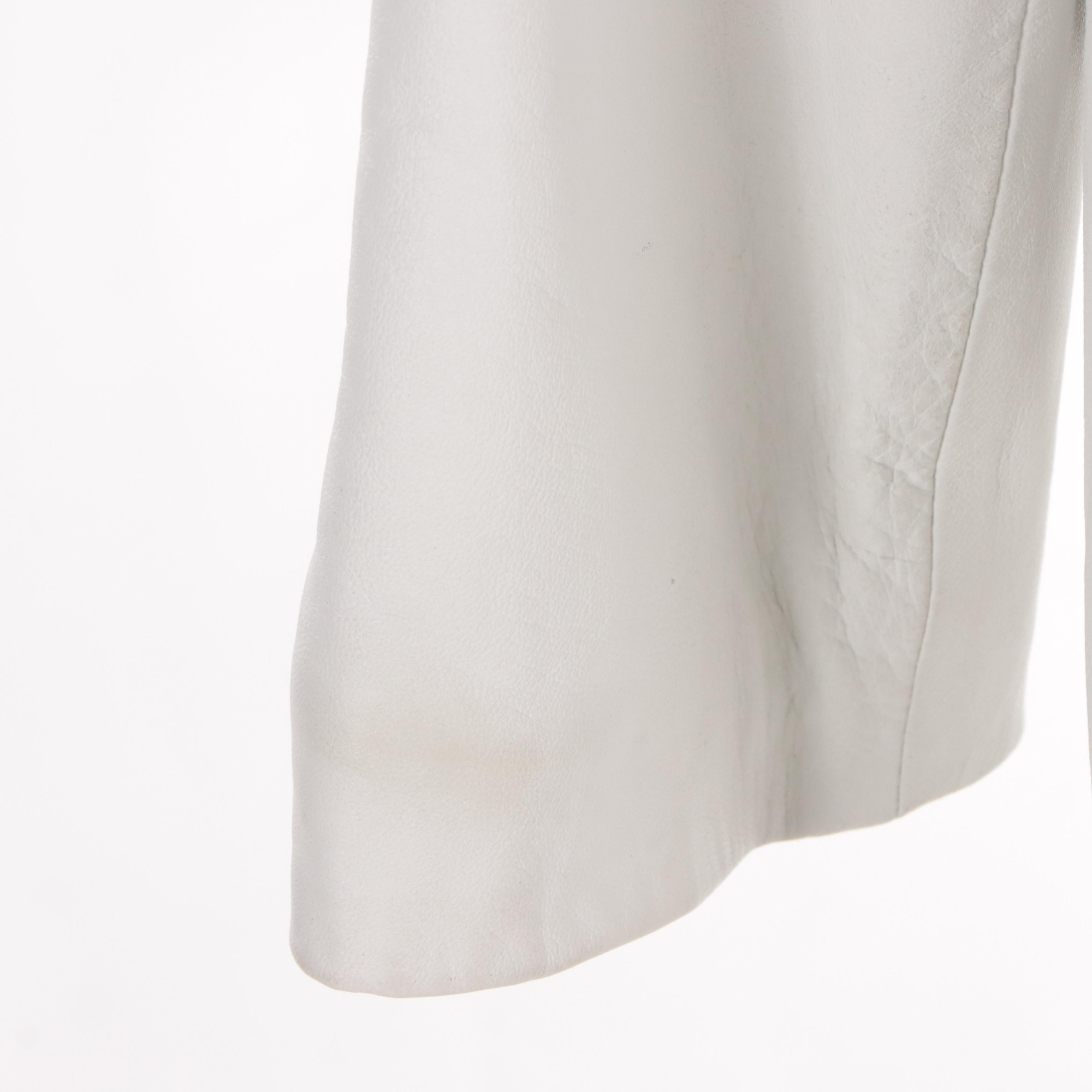 Birger Christensen White Leather Jacket with Mink Fur Collar