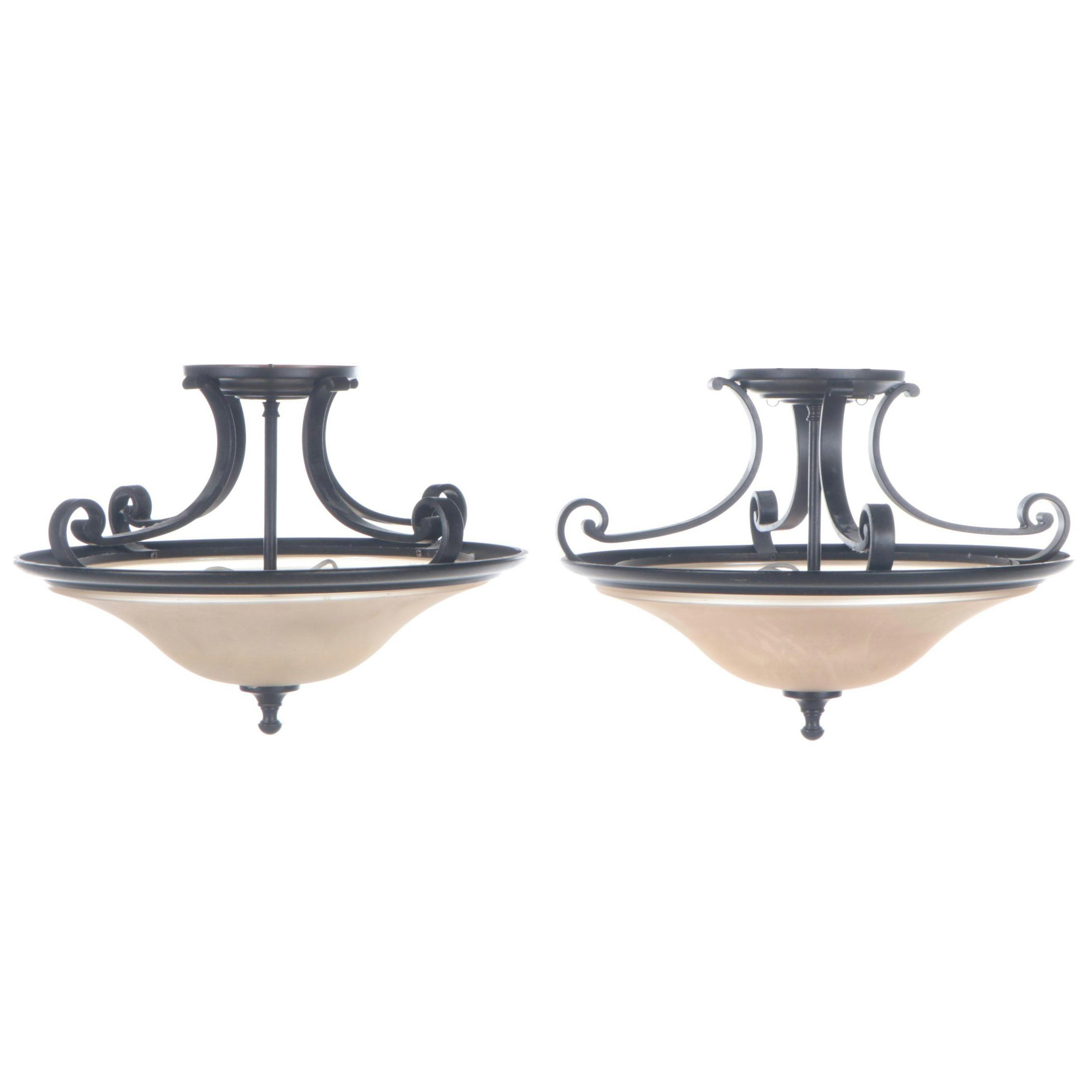 Pair of Pasquale Miranda for Feiss Industries Semi-Flush Mount Pendant Lights