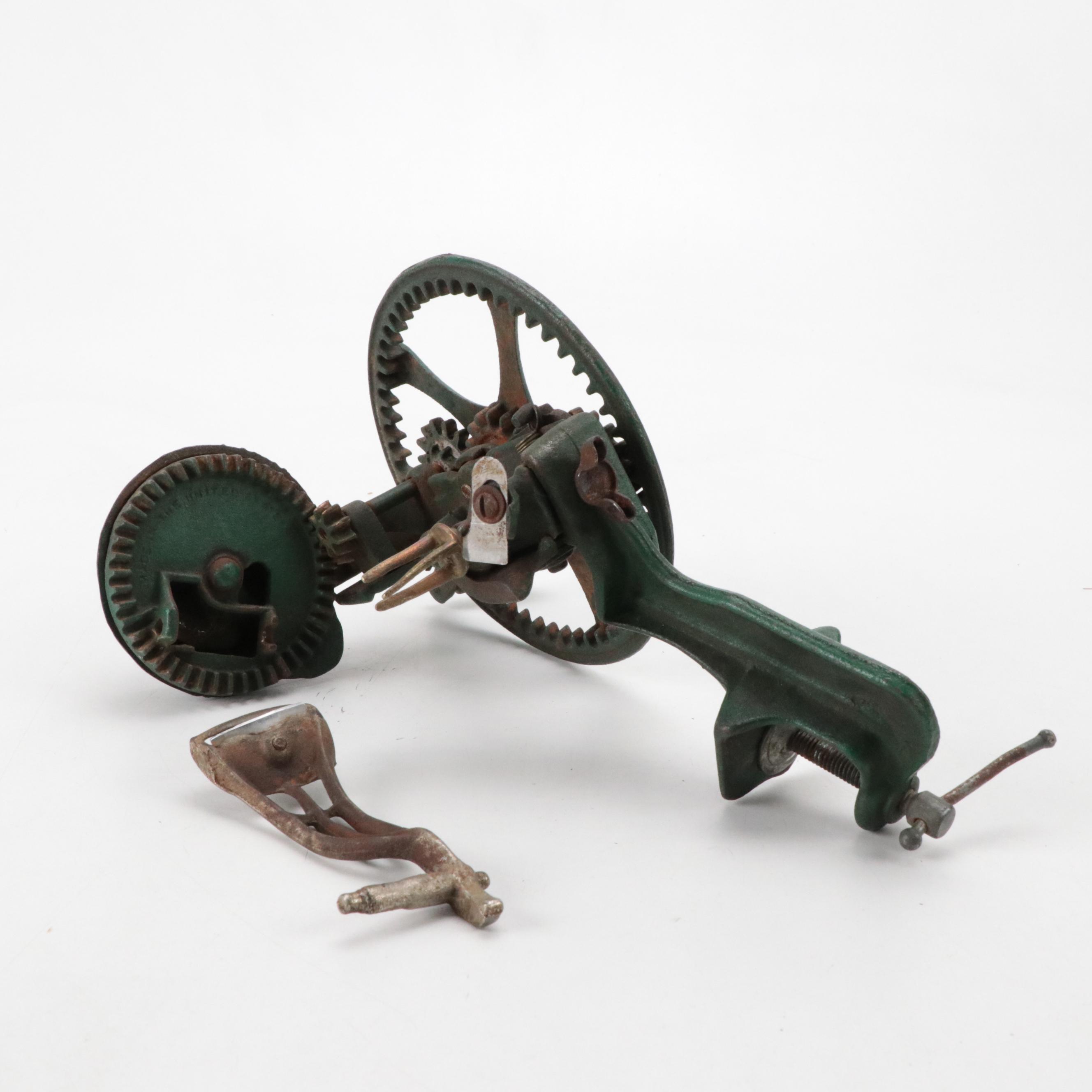 Reading Green Cast Iron Apple Peeler, Late 19th Century