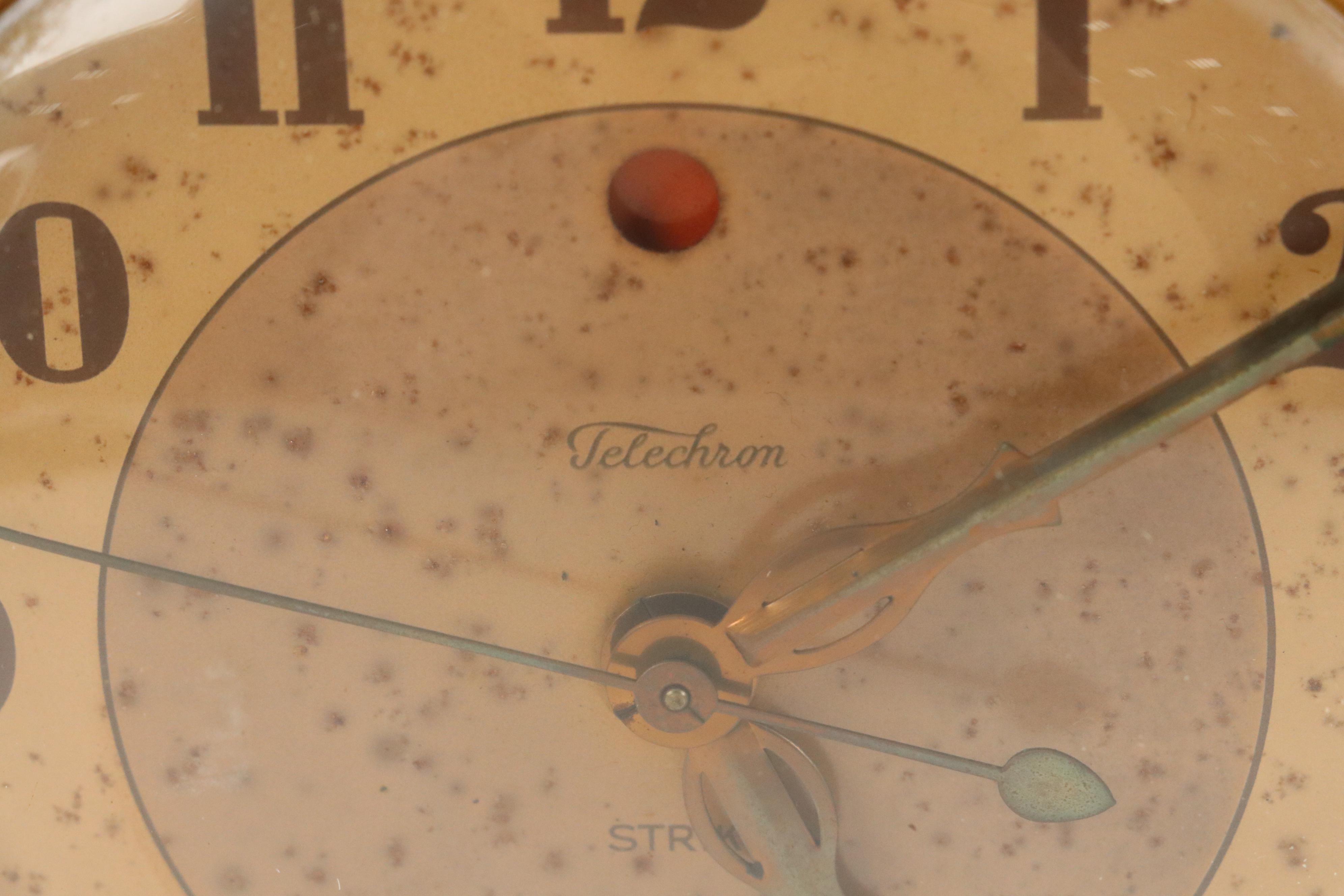 Telechron Acrylic Electric Desk Clock and Wood Mantel Clock