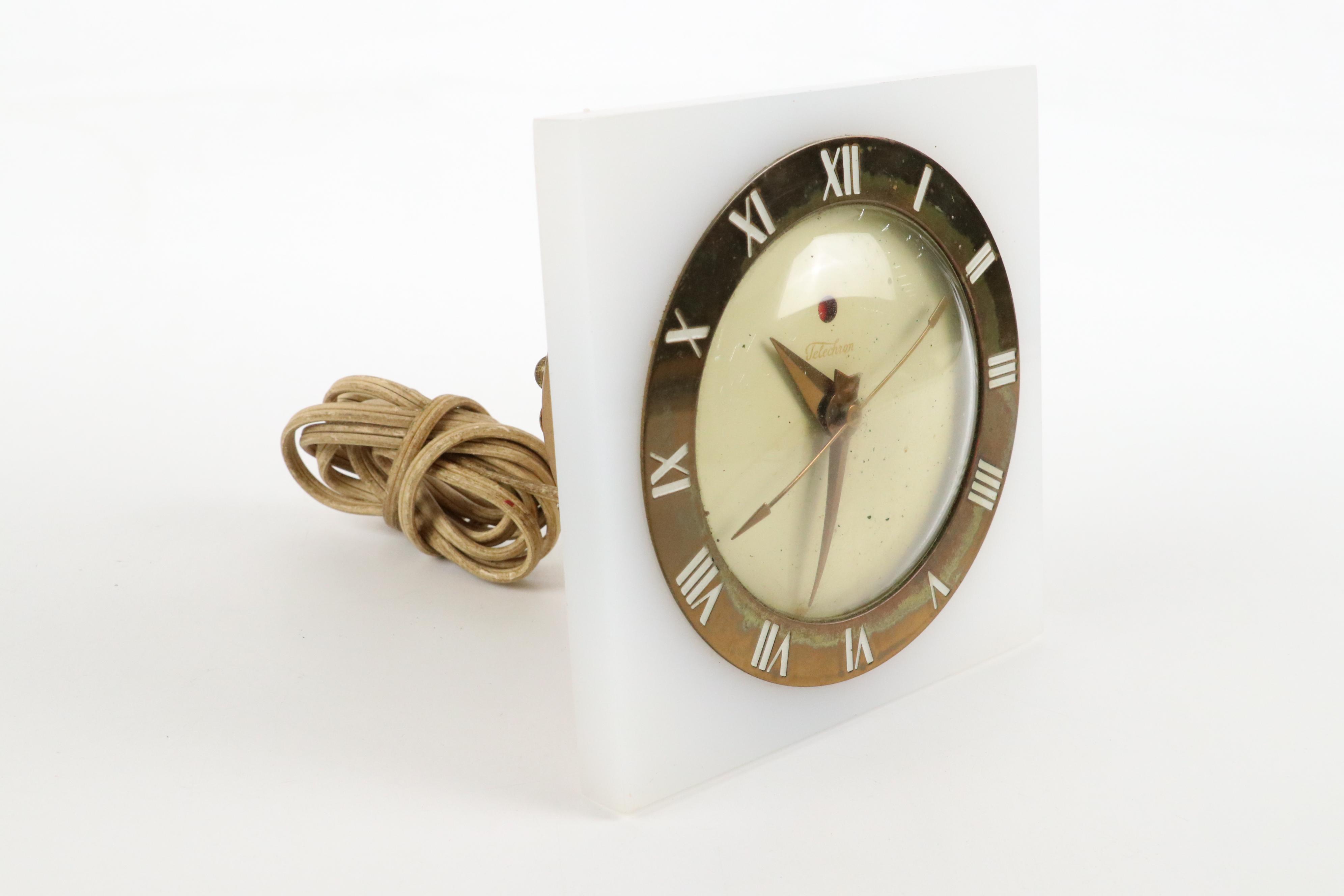 Telechron Acrylic Electric Desk Clock and Wood Mantel Clock