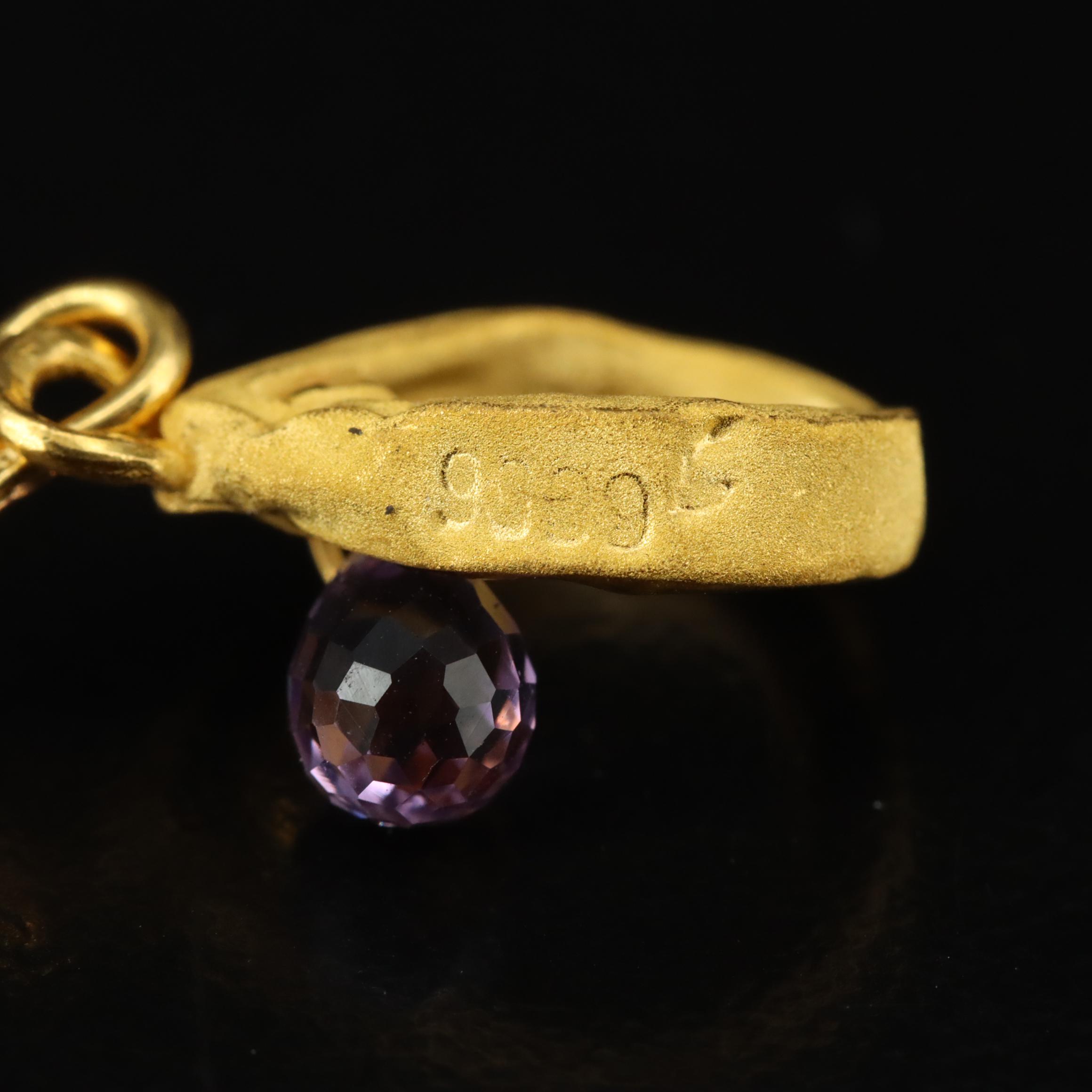 24K Amethyst Drop Earrings