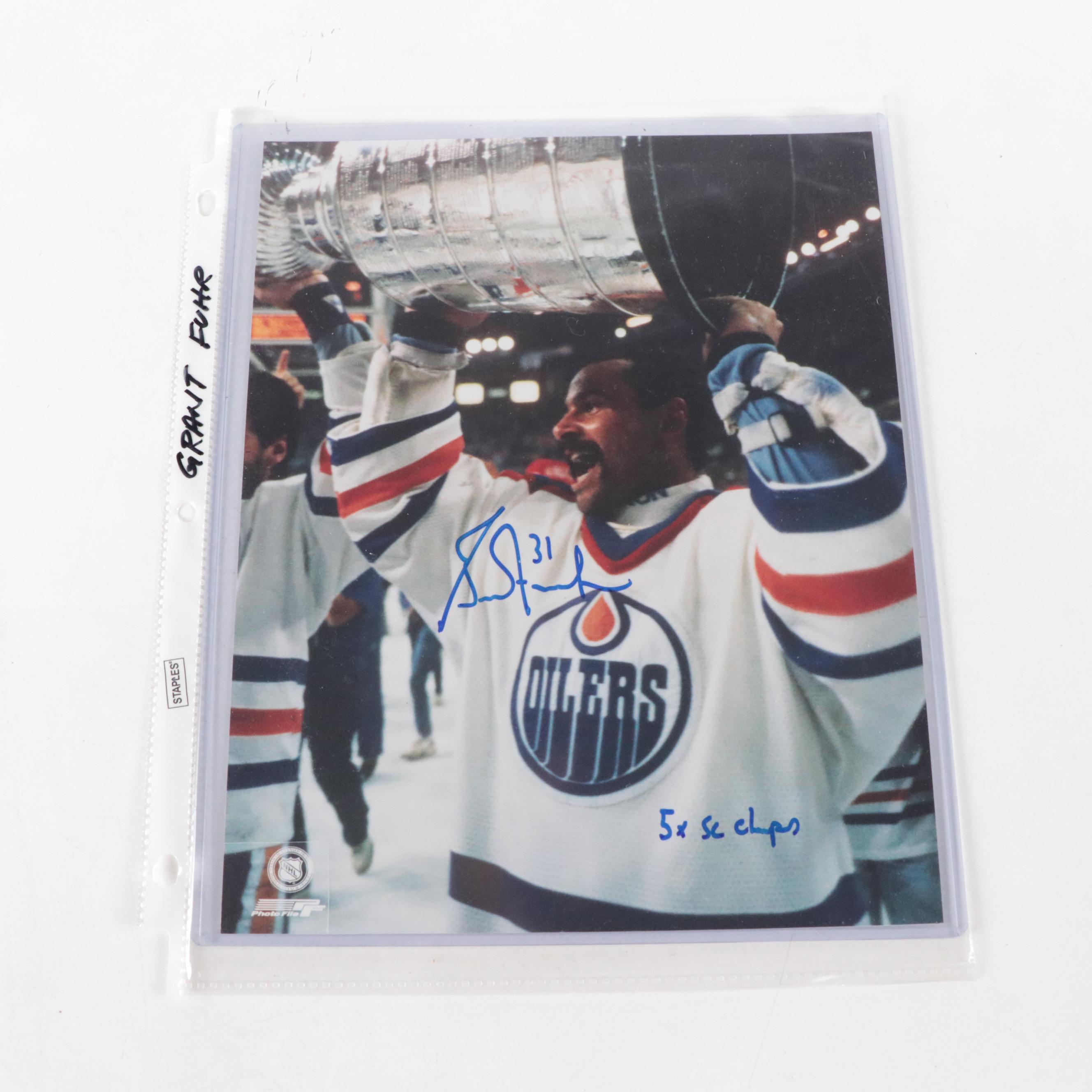 Grant Fuhr Signed "5x SC Champs" Edmonton Oilers Photo with More
