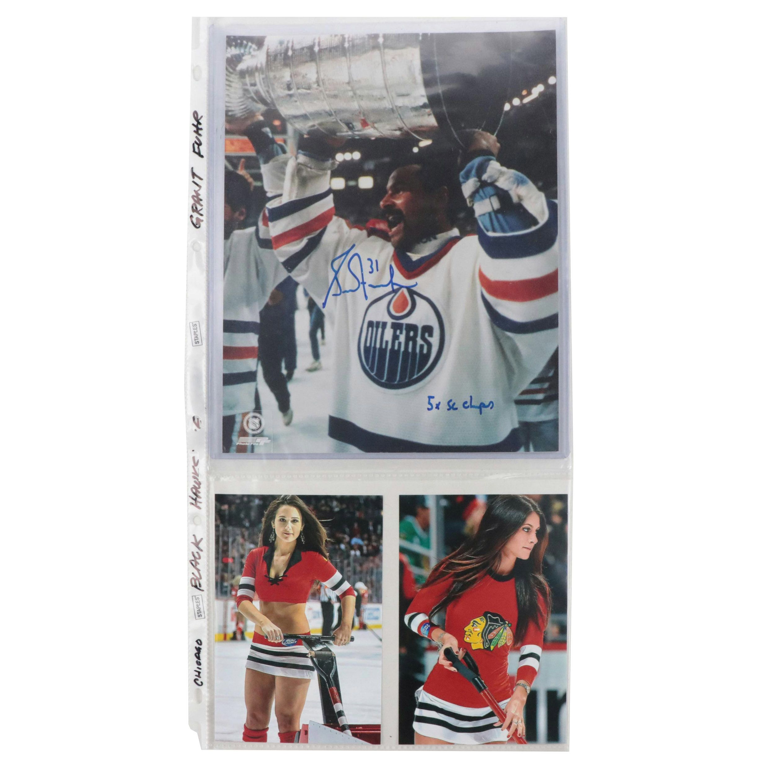 Grant Fuhr Signed "5x SC Champs" Edmonton Oilers Photo with More