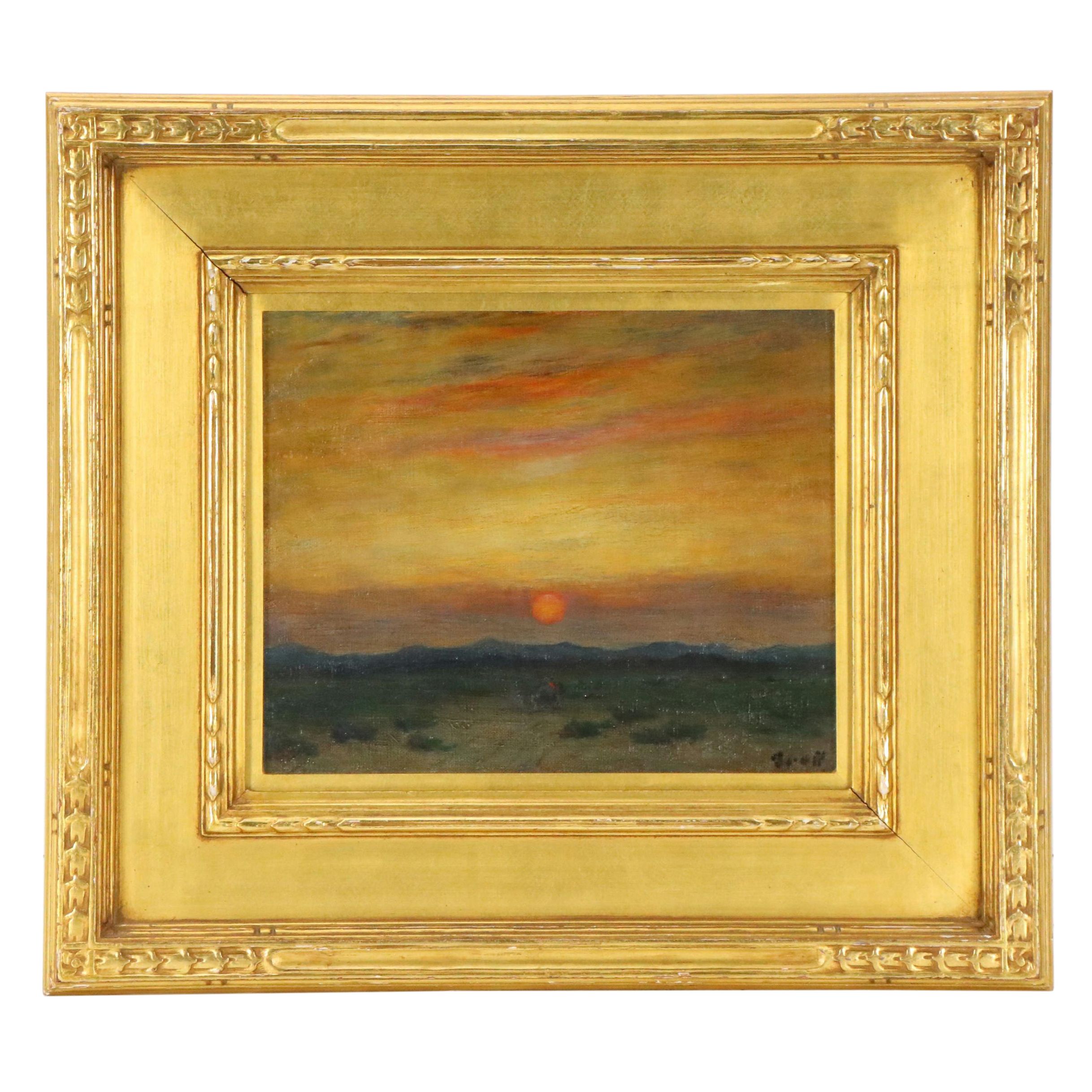 Albert Lorey Groll Western Landscape Oil Painting "Sunset Arizona"