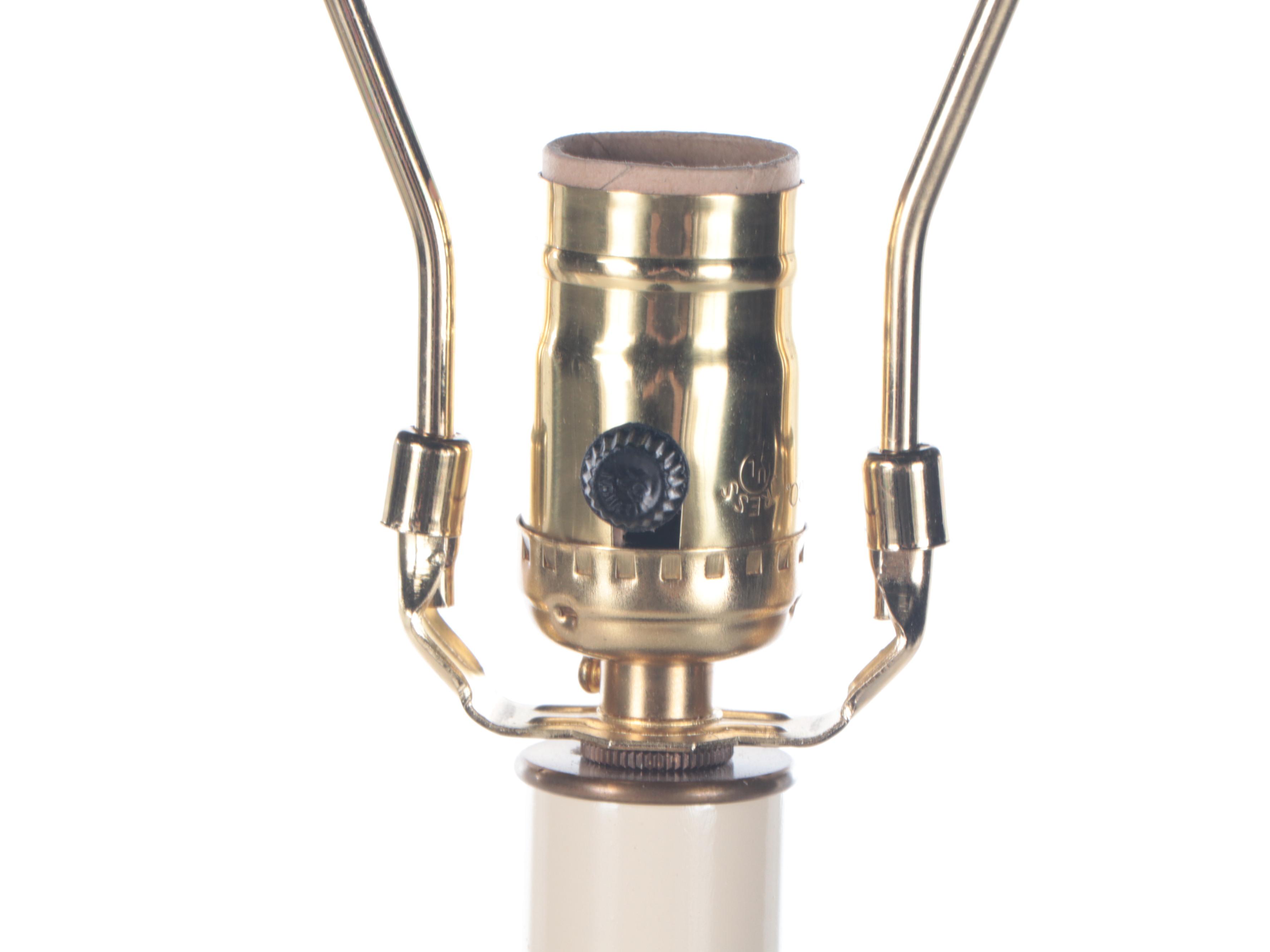 Turned Wood Column Form Table Lamp with Paneled Shade