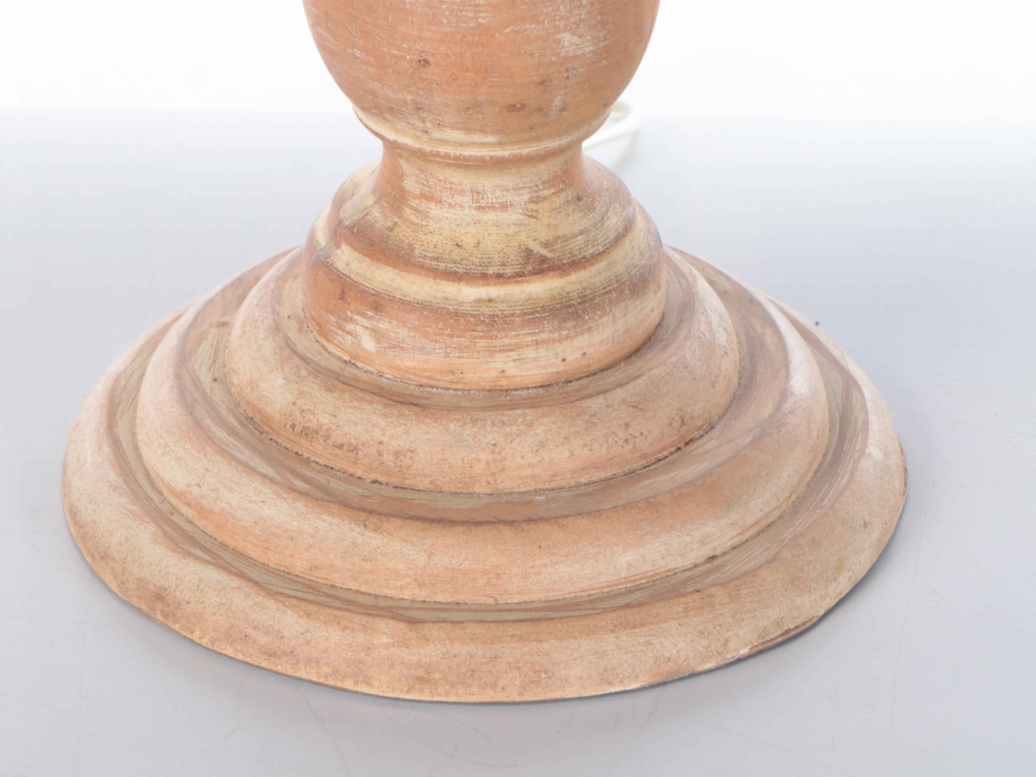 Turned Wood Column Form Table Lamp with Paneled Shade