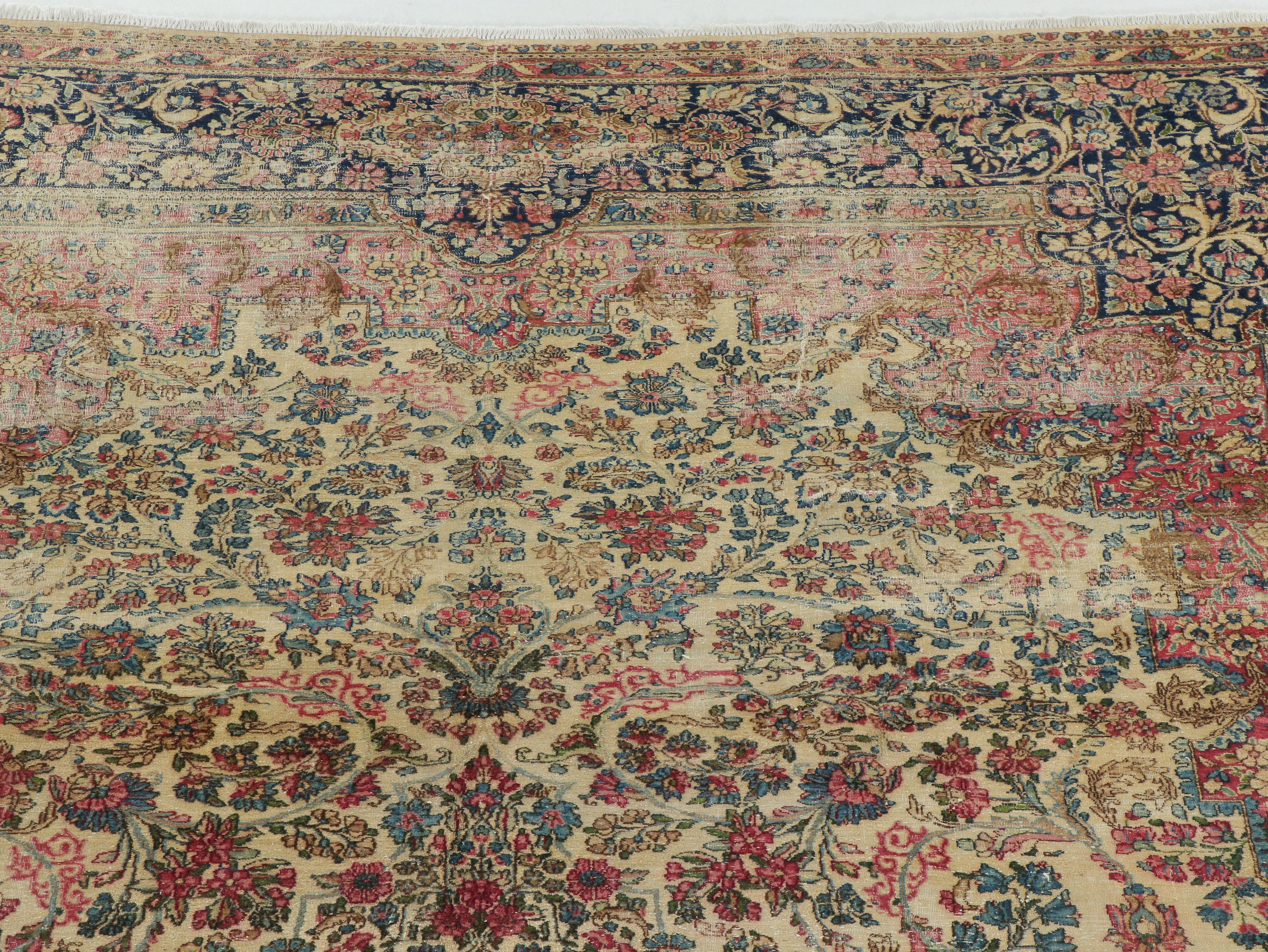 10'11 x 13'6 Hand-Knotted Persian Kashan Room-Sized Rug, Semi-Antique