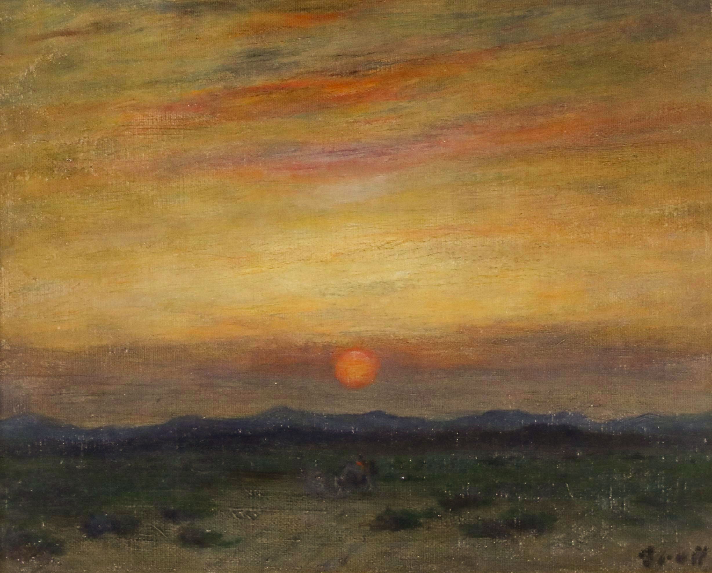 Albert Lorey Groll Western Landscape Oil Painting "Sunset Arizona"