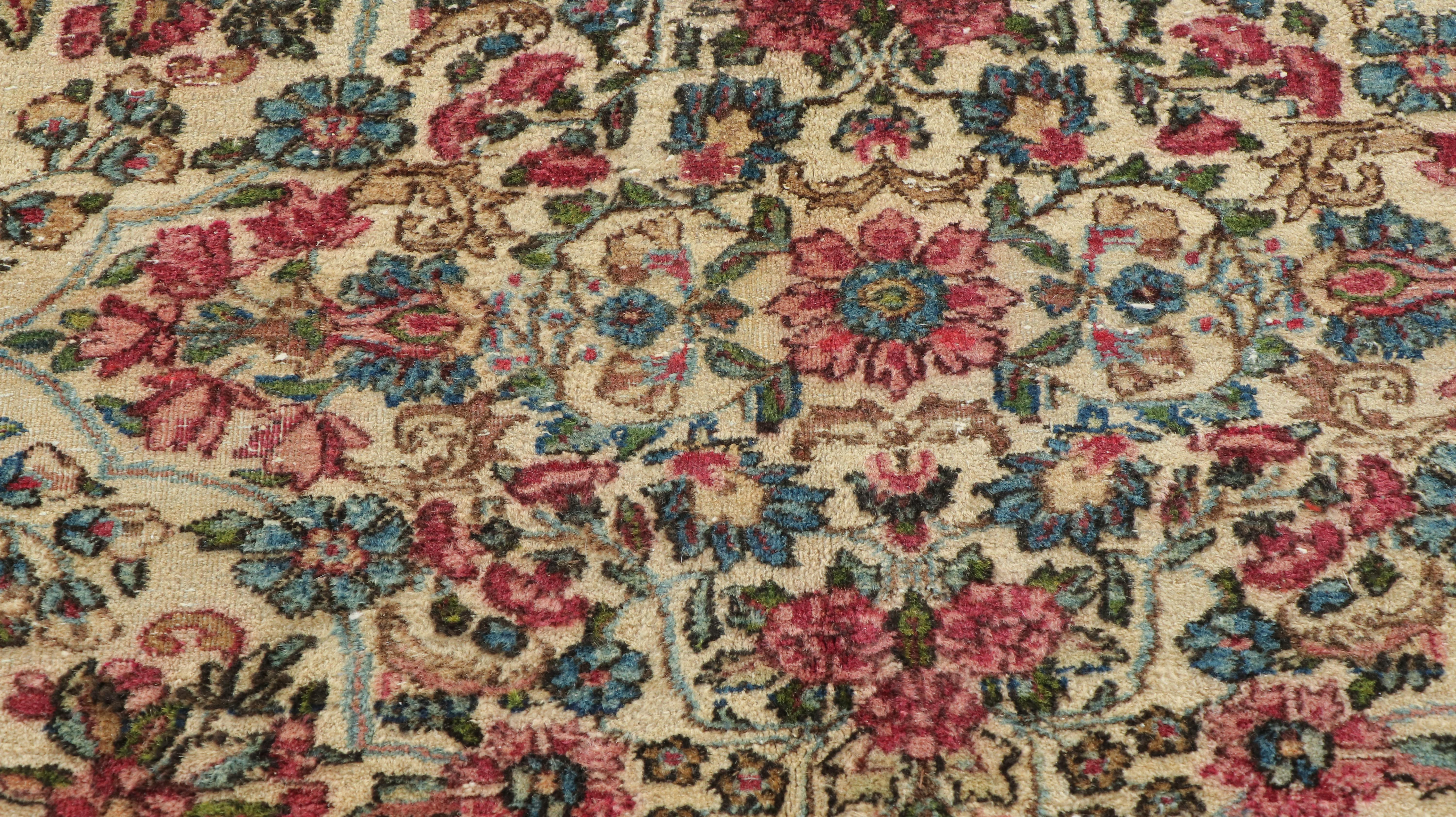 10'11 x 13'6 Hand-Knotted Persian Kashan Room-Sized Rug, Semi-Antique