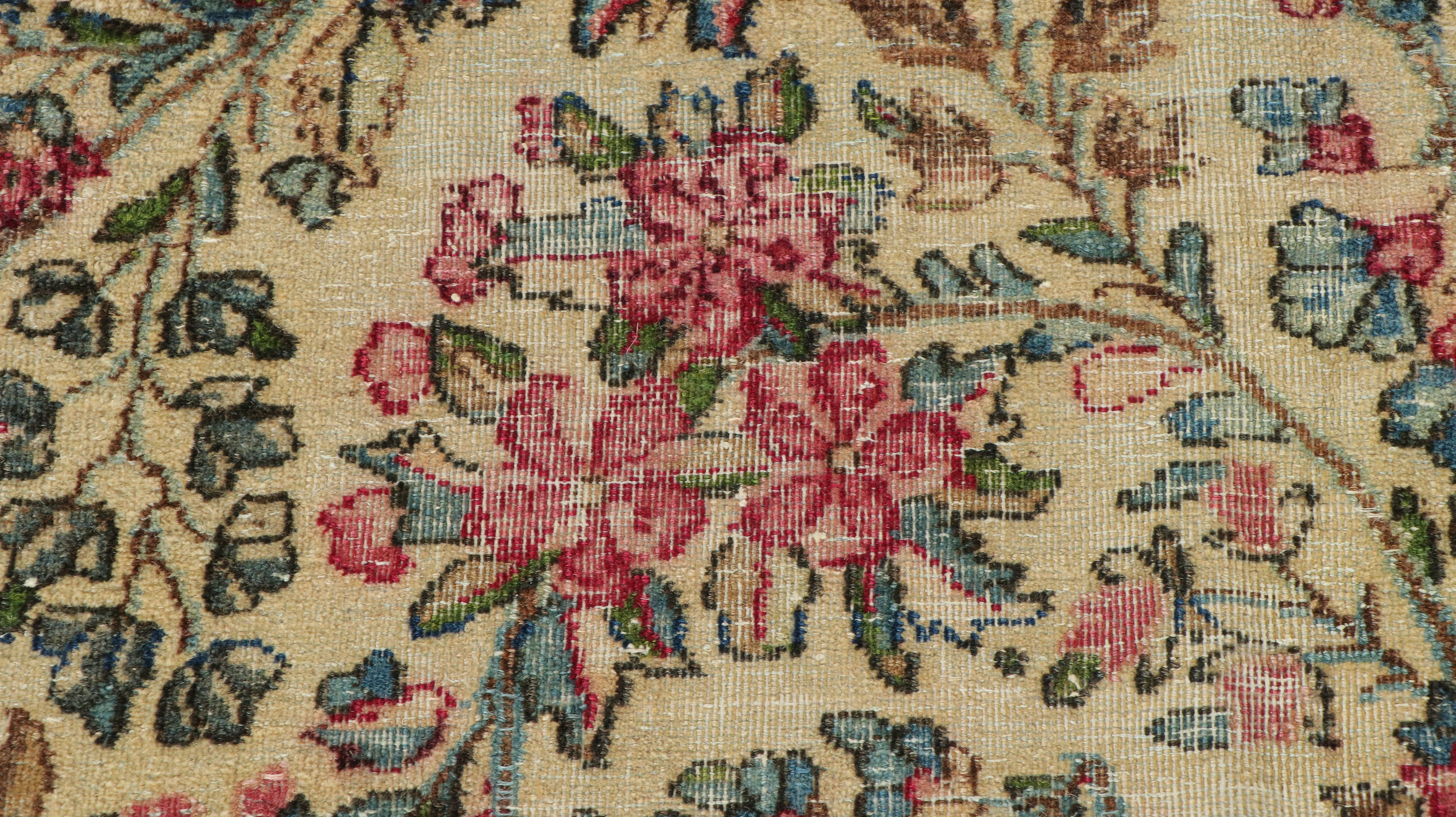 10'11 x 13'6 Hand-Knotted Persian Kashan Room-Sized Rug, Semi-Antique