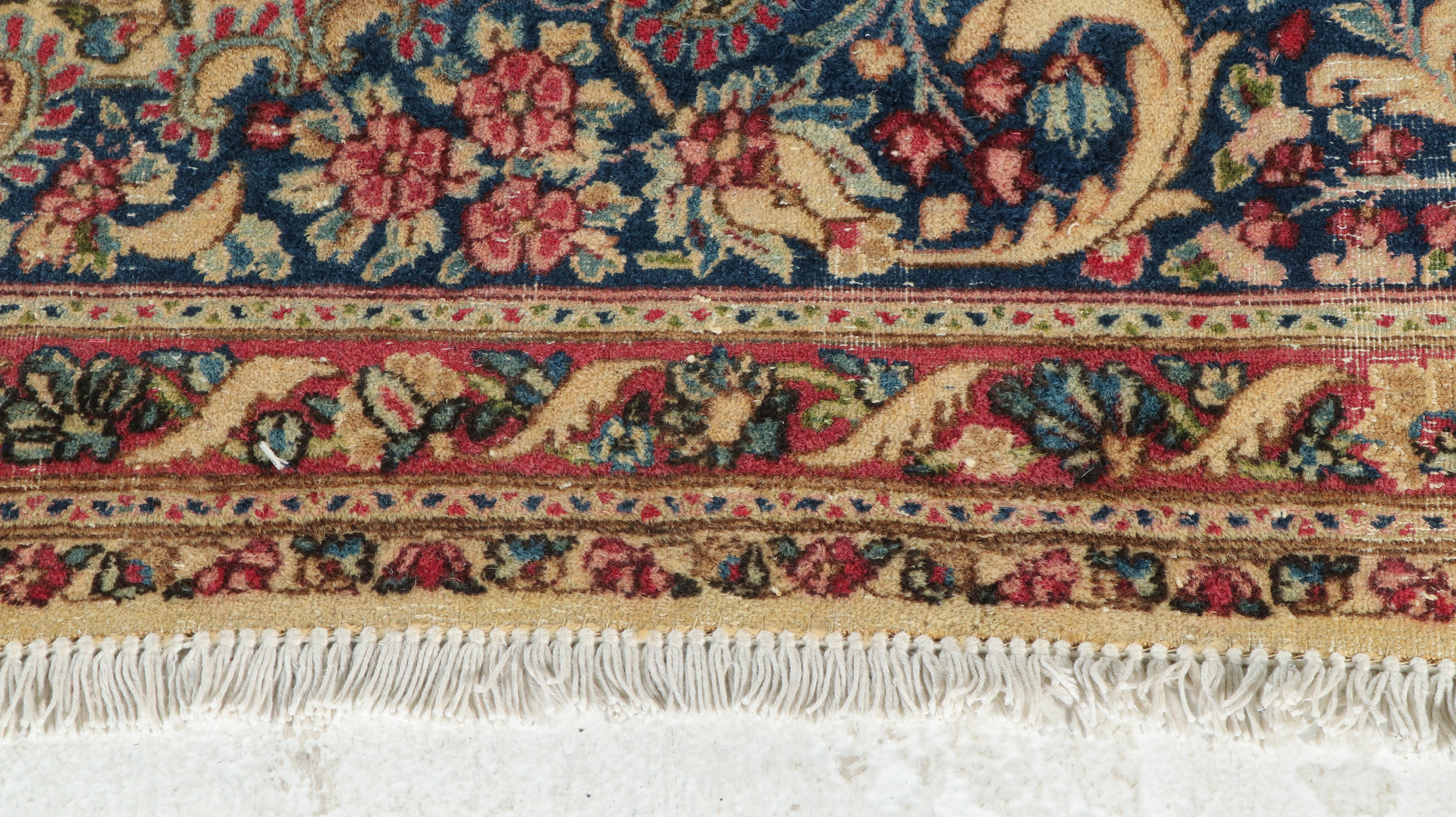 10'11 x 13'6 Hand-Knotted Persian Kashan Room-Sized Rug, Semi-Antique